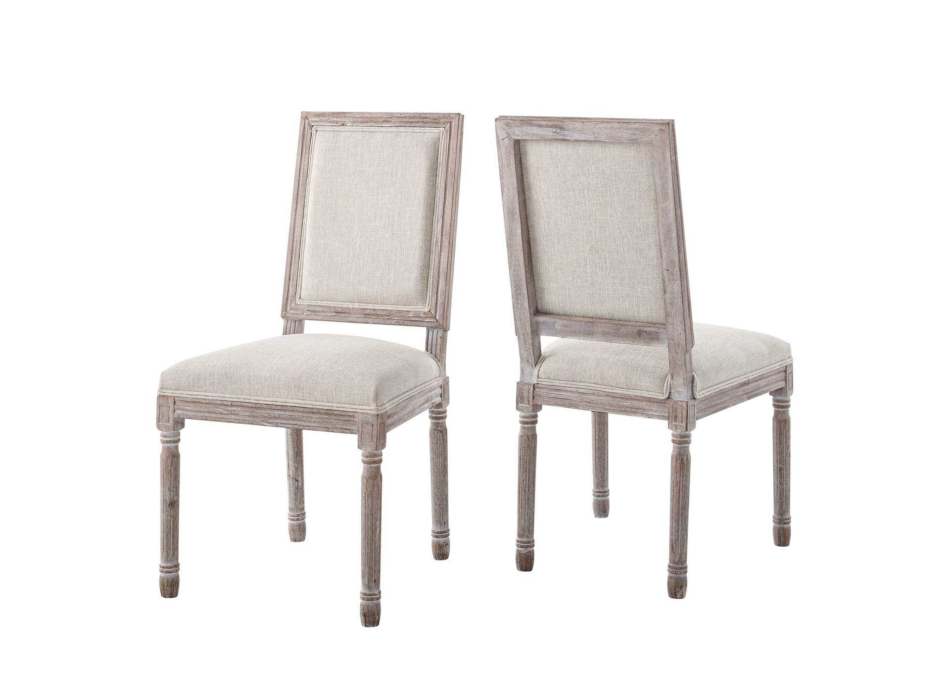 Beige Court Dining Side Chair Upholstered Fabric [Set of 2],Modway