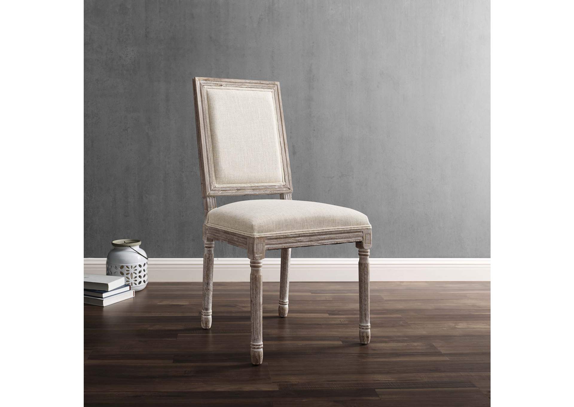 Beige Court Dining Side Chair Upholstered Fabric [Set of 2],Modway