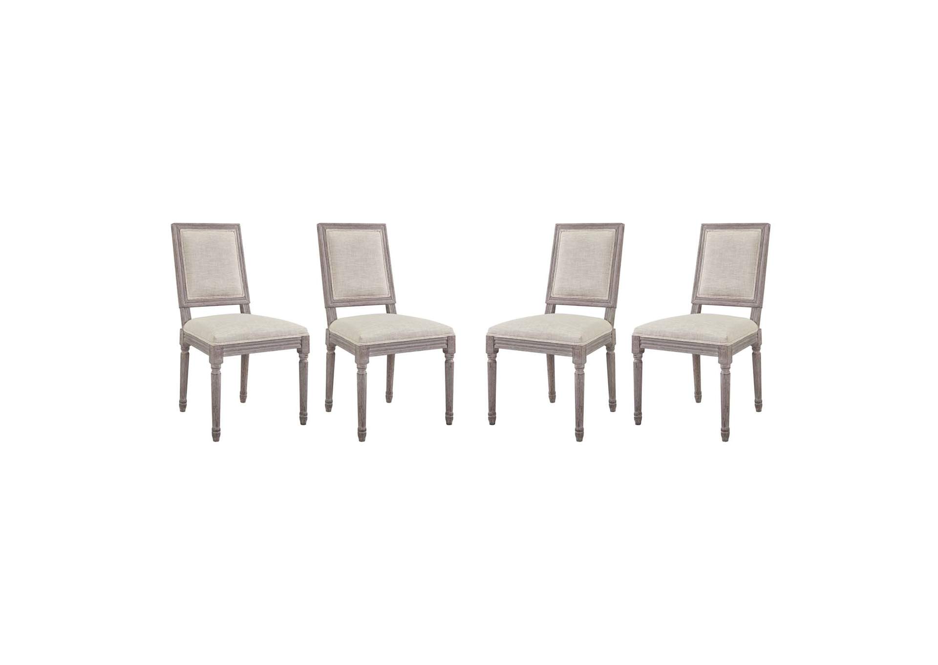 Beige Court Dining Side Chair Upholstered Fabric [Set of 4],Modway