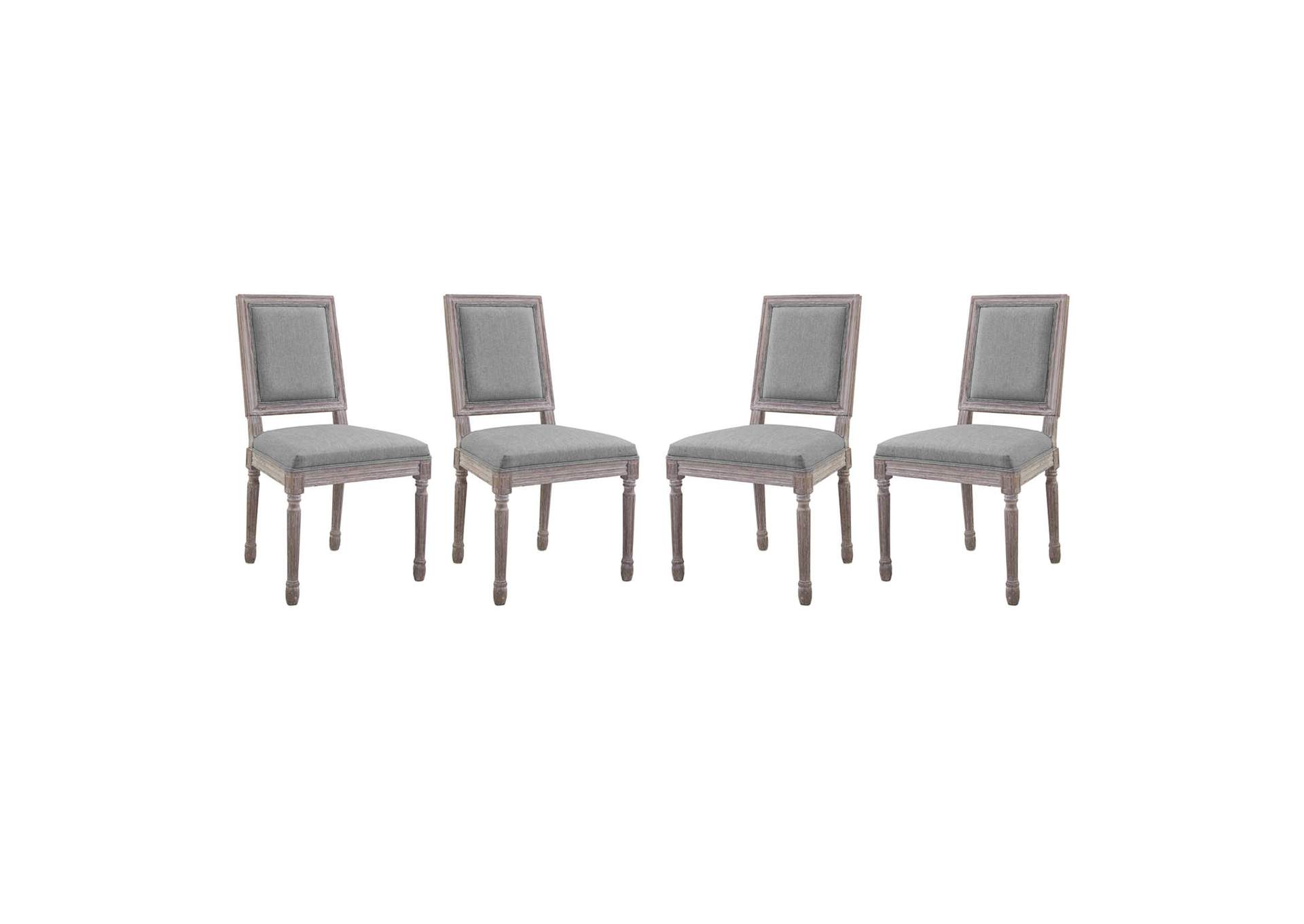 Light Gray Court Dining Side Chair Upholstered Fabric [Set of 4],Modway