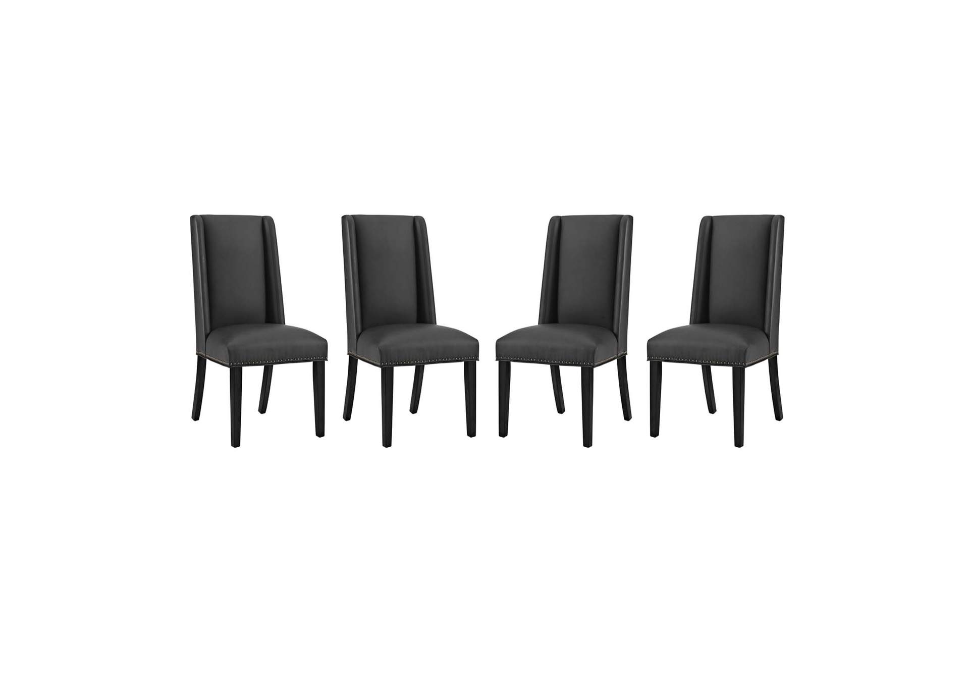 Black Baron Dining Chair Vinyl [Set of 4],Modway