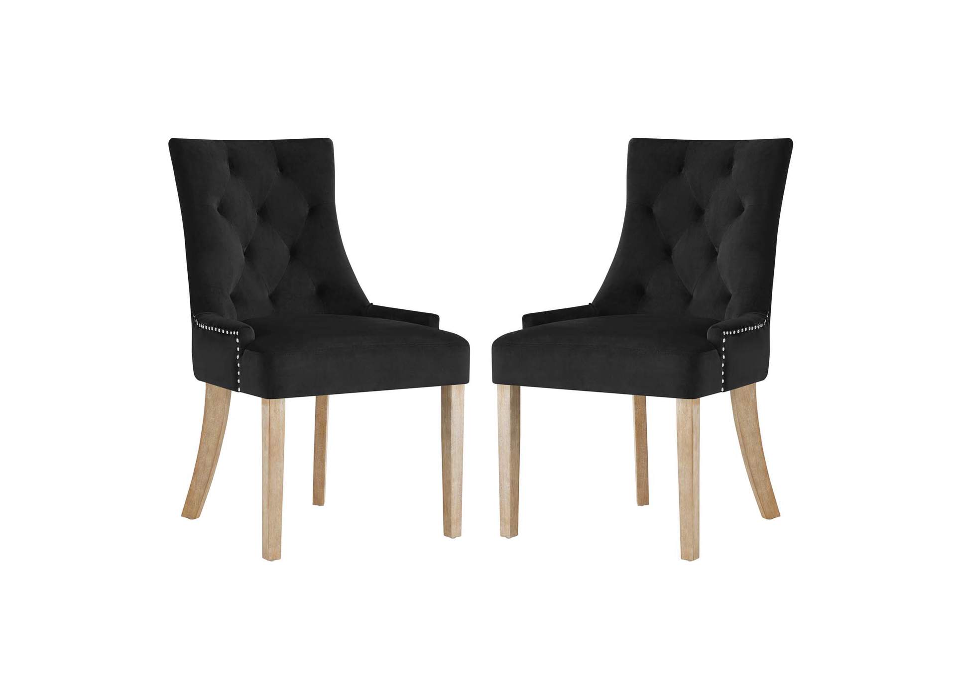 Black Pose Dining Chair Performance Velvet [Set of 2],Modway