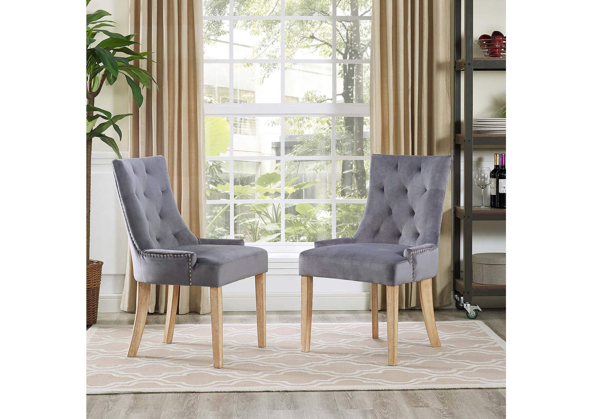 Gray Pose Dining Chair Performance Velvet [Set of 2],Modway