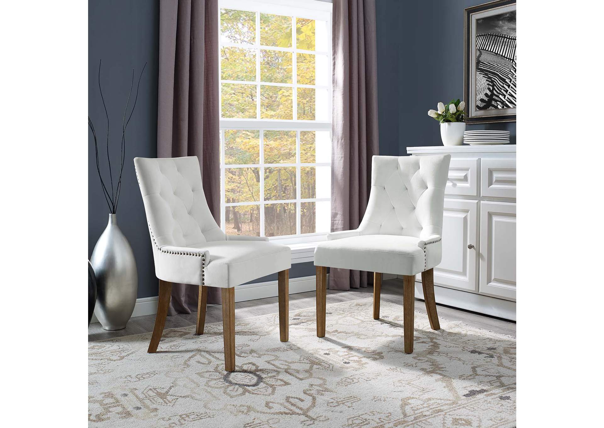 Ivory Pose Dining Chair Performance Velvet [Set of 2],Modway