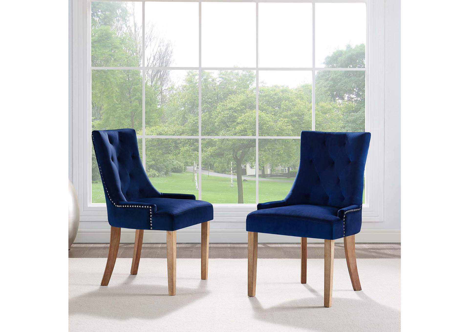 Navy Pose Dining Chair Performance Velvet [Set of 2],Modway