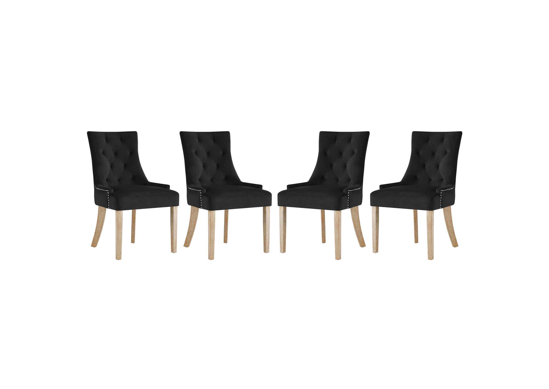 Black Pose Dining Chair Performance Velvet [Set of 4],Modway