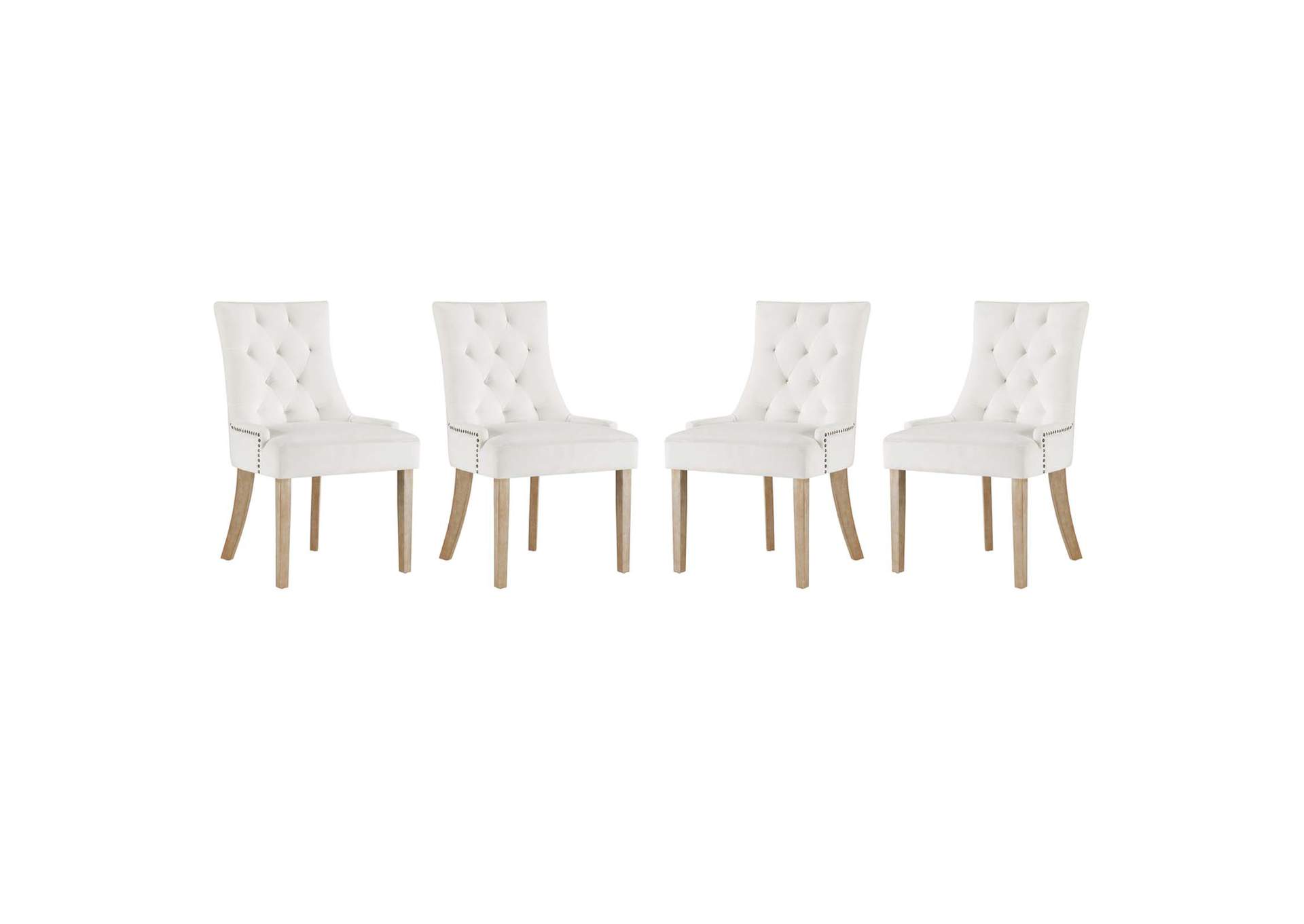 Ivory Pose Dining Chair Performance Velvet [Set of 4],Modway