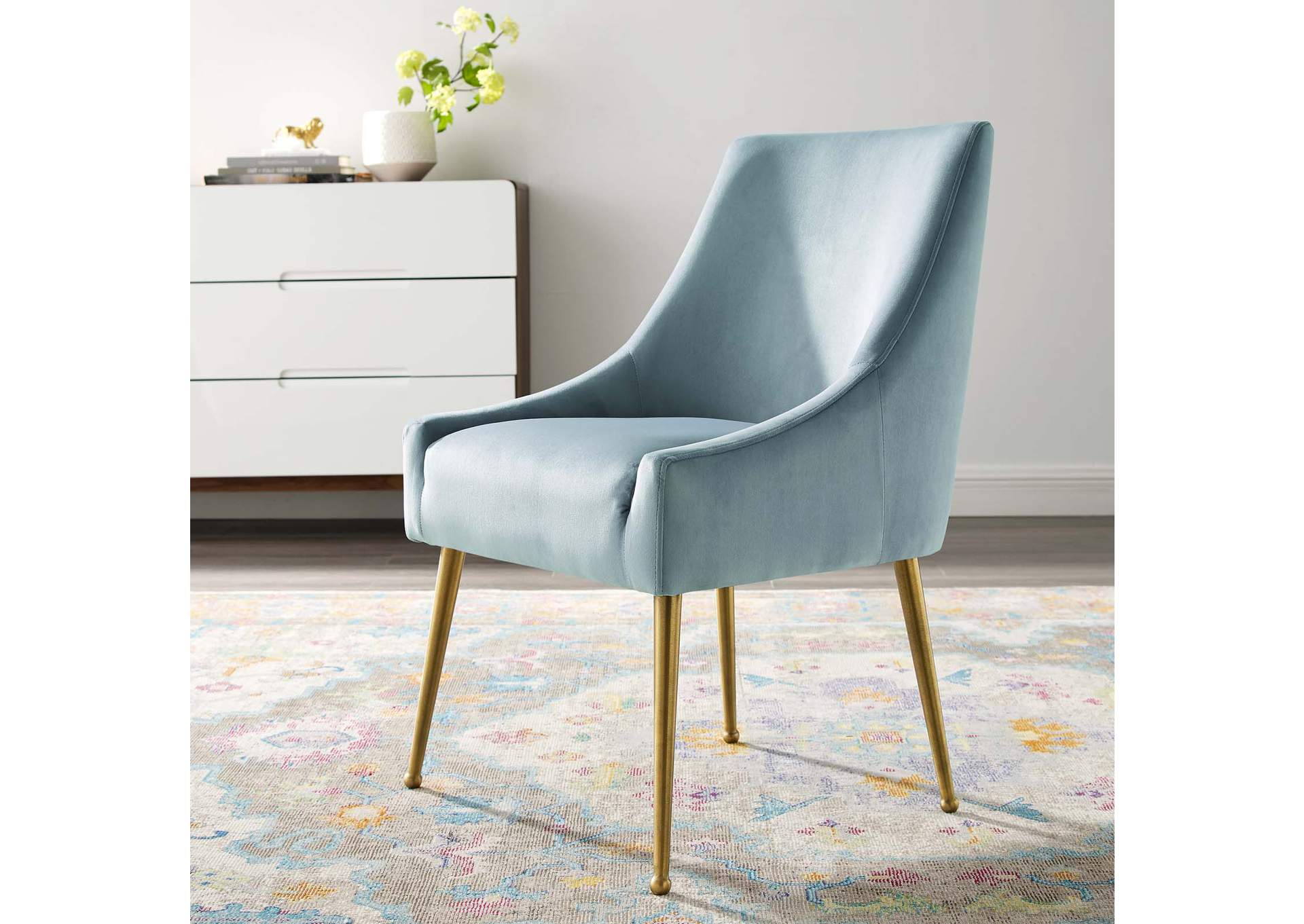 Light Blue Discern Upholstered Performance Velvet Dining Chair,Modway