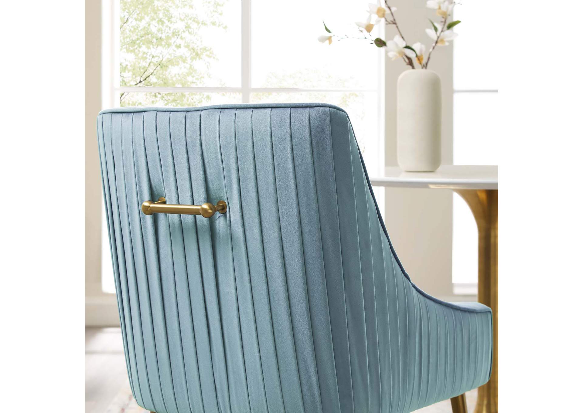 Light Blue Discern Pleated Back Upholstered Performance Velvet Dining Chair,Modway