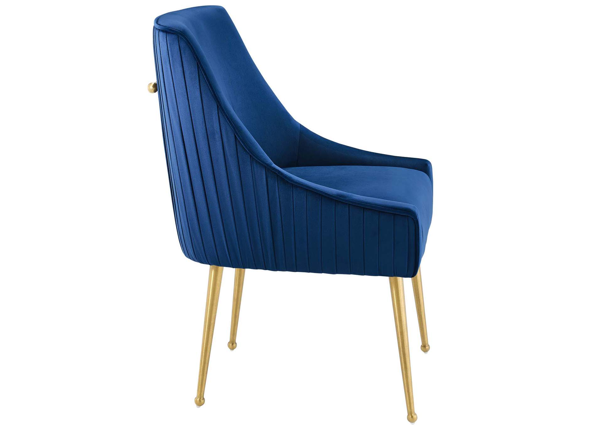 Navy Discern Pleated Back Upholstered Performance Velvet Dining Chair,Modway