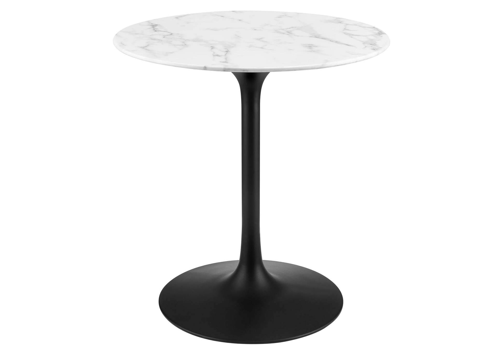 Black White Lippa 28" Round Artificial Marble Dining Table,Modway