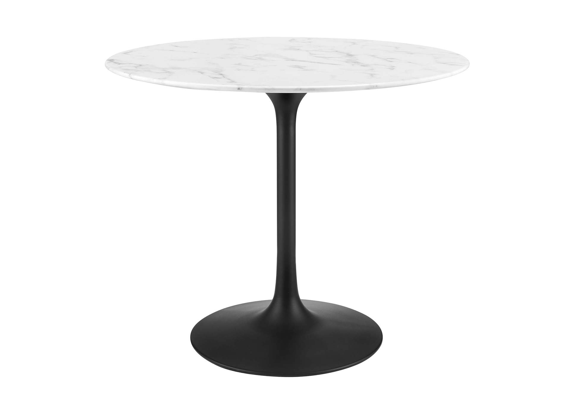 Black White Lippa 36" Round Artificial Marble Dining Table,Modway