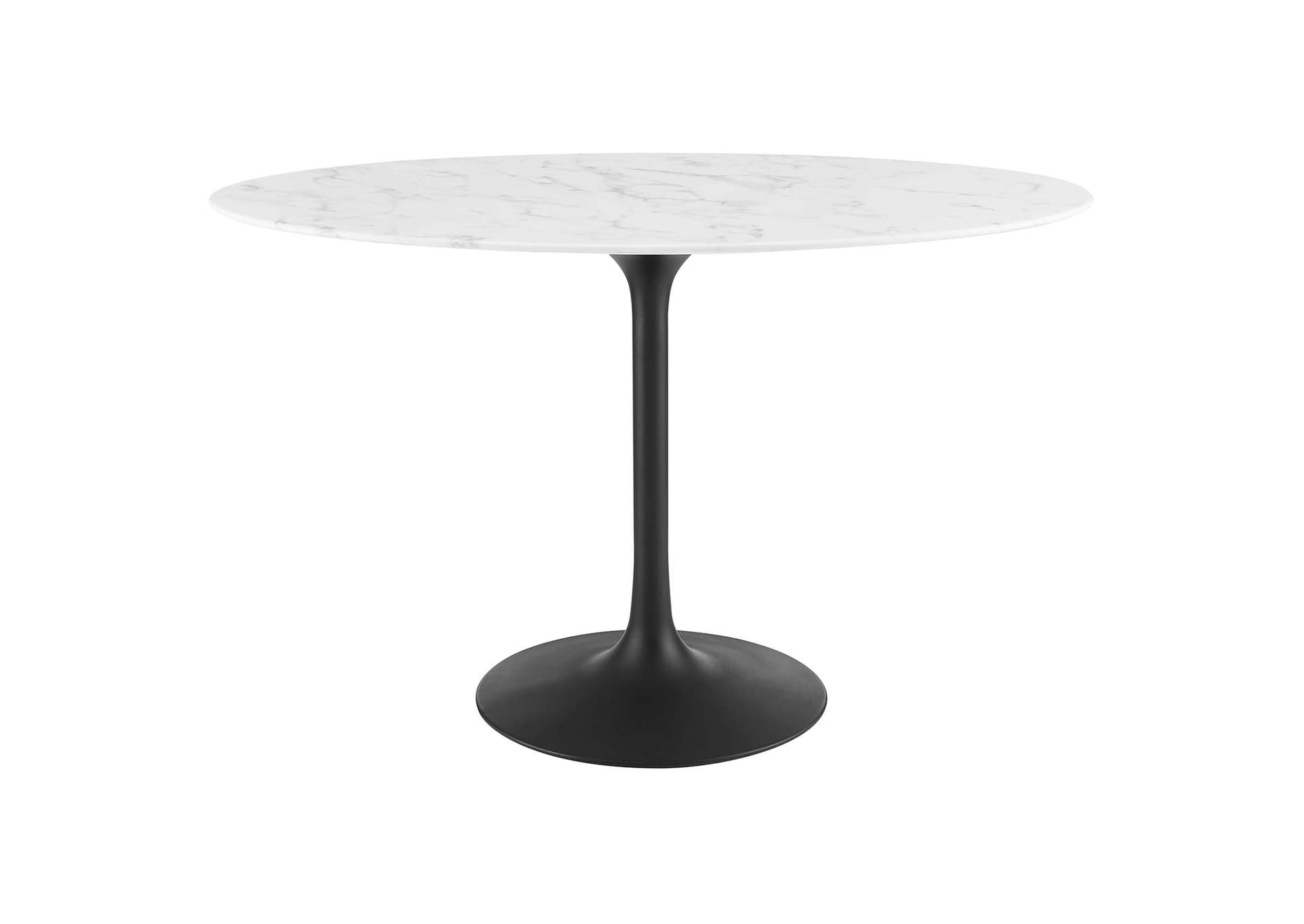 Black White Lippa 48" Oval Artificial Marble Dining Table,Modway