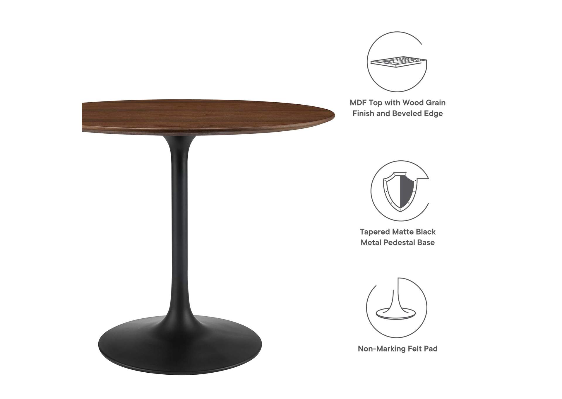 Black Walnut Lippa 36" Round Walnut Dining Table,Modway