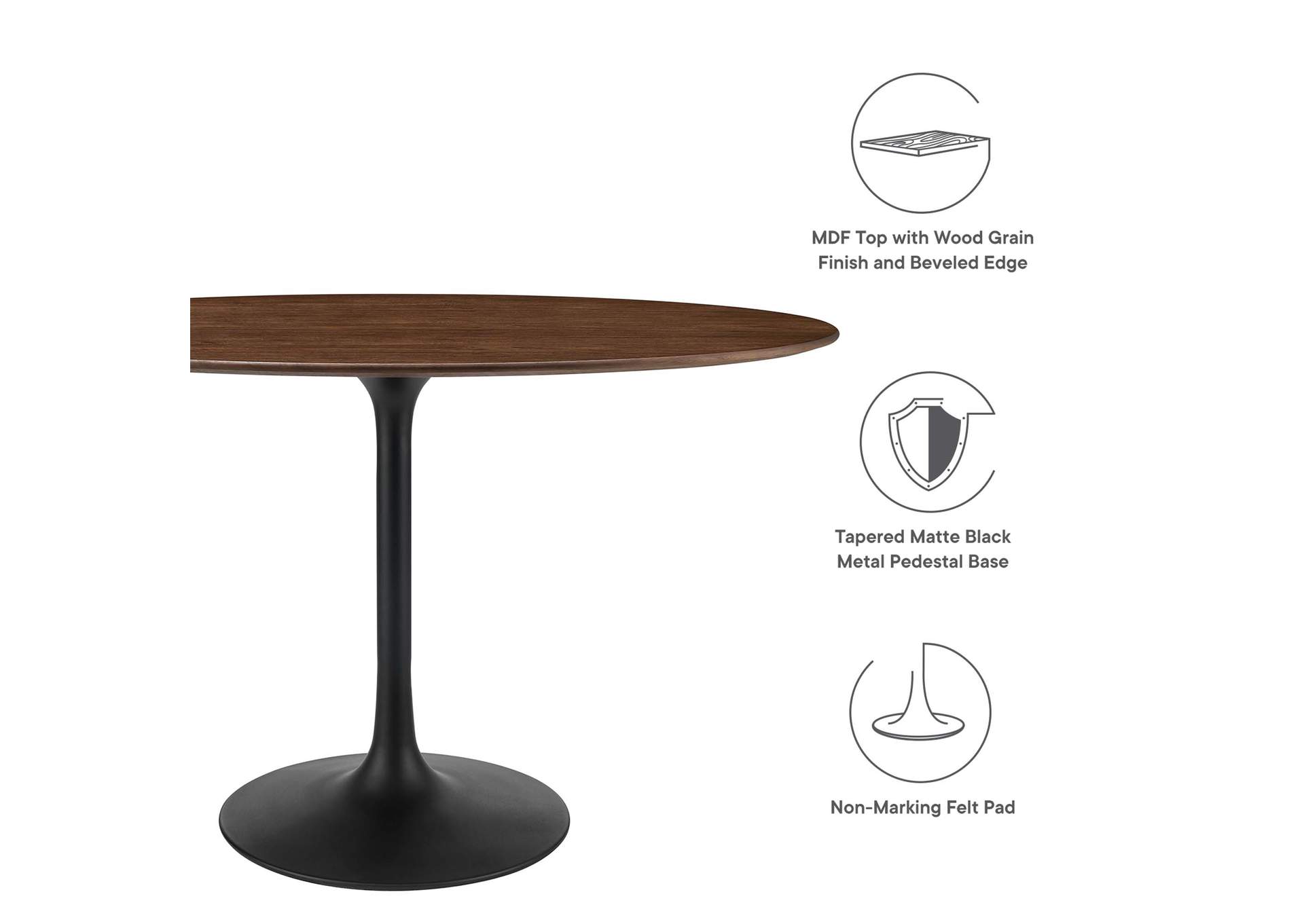 Black Walnut Lippa 48" Oval Walnut Dining Table,Modway