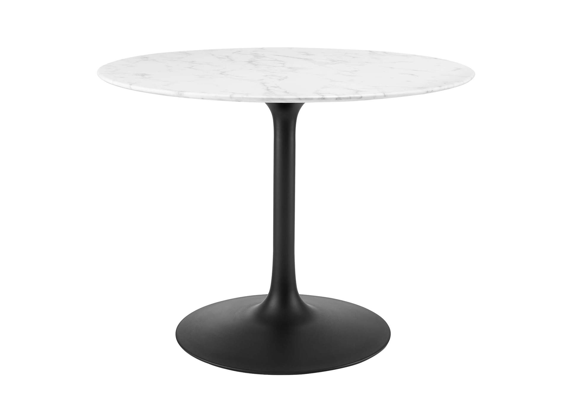 Black White Lippa 40" Round Artificial Marble Dining Table,Modway