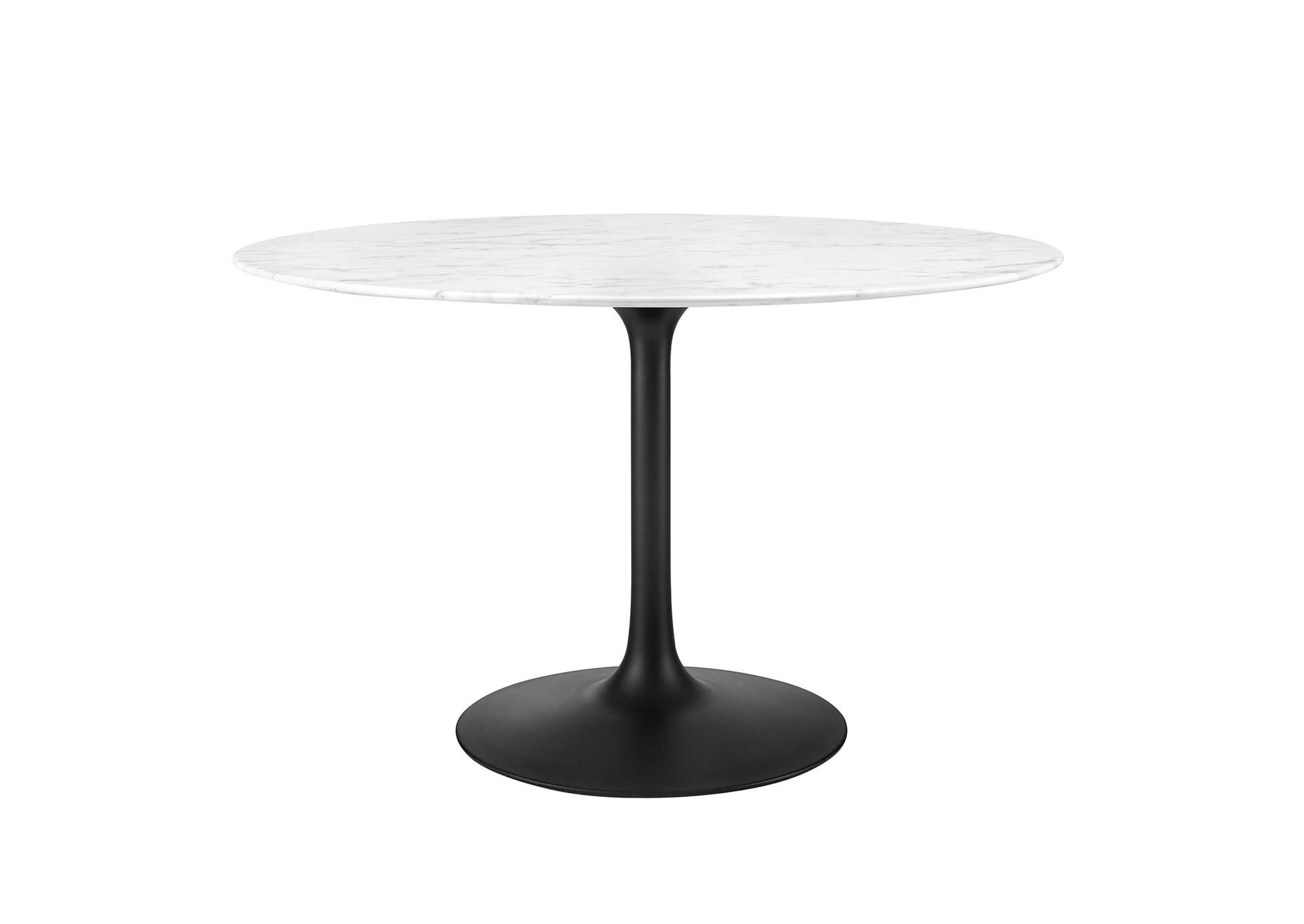 Lippa Black White 47" Round Artificial Marble Dining Table,Modway