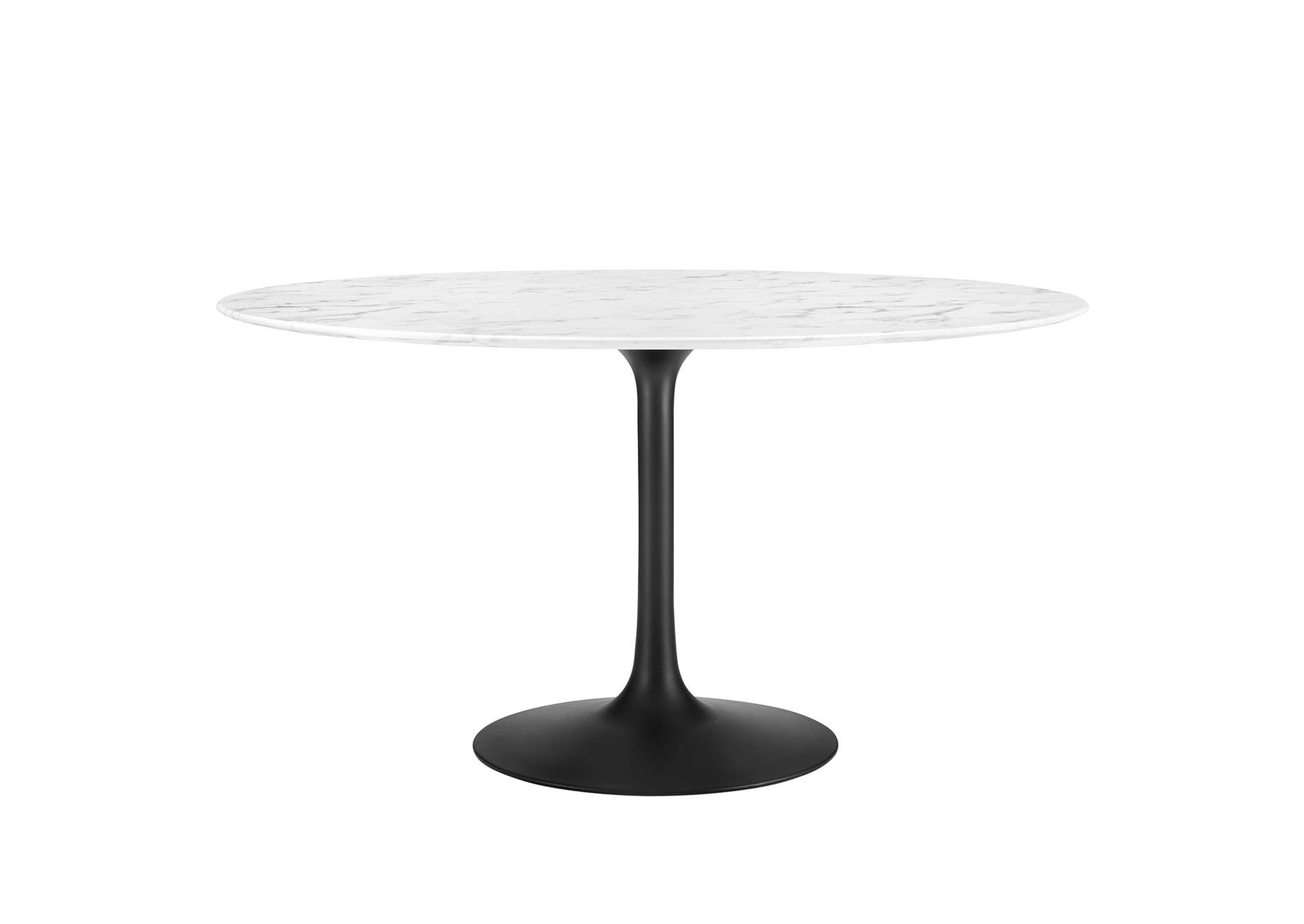 Black White Lippa 54" Round Artificial Marble Dining Table,Modway