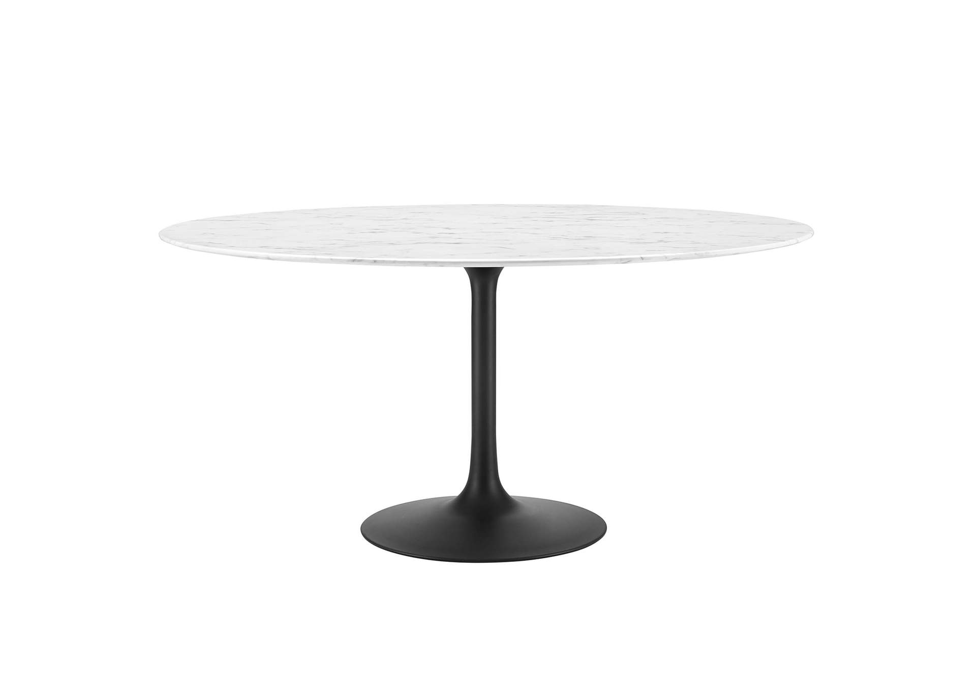 Black White Lippa 60" Round Artificial Marble Dining Table,Modway