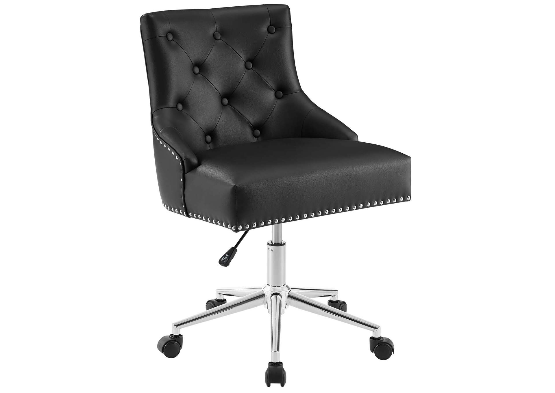 Regent Black Tufted Button Swivel Faux Leather Office Chair,Modway