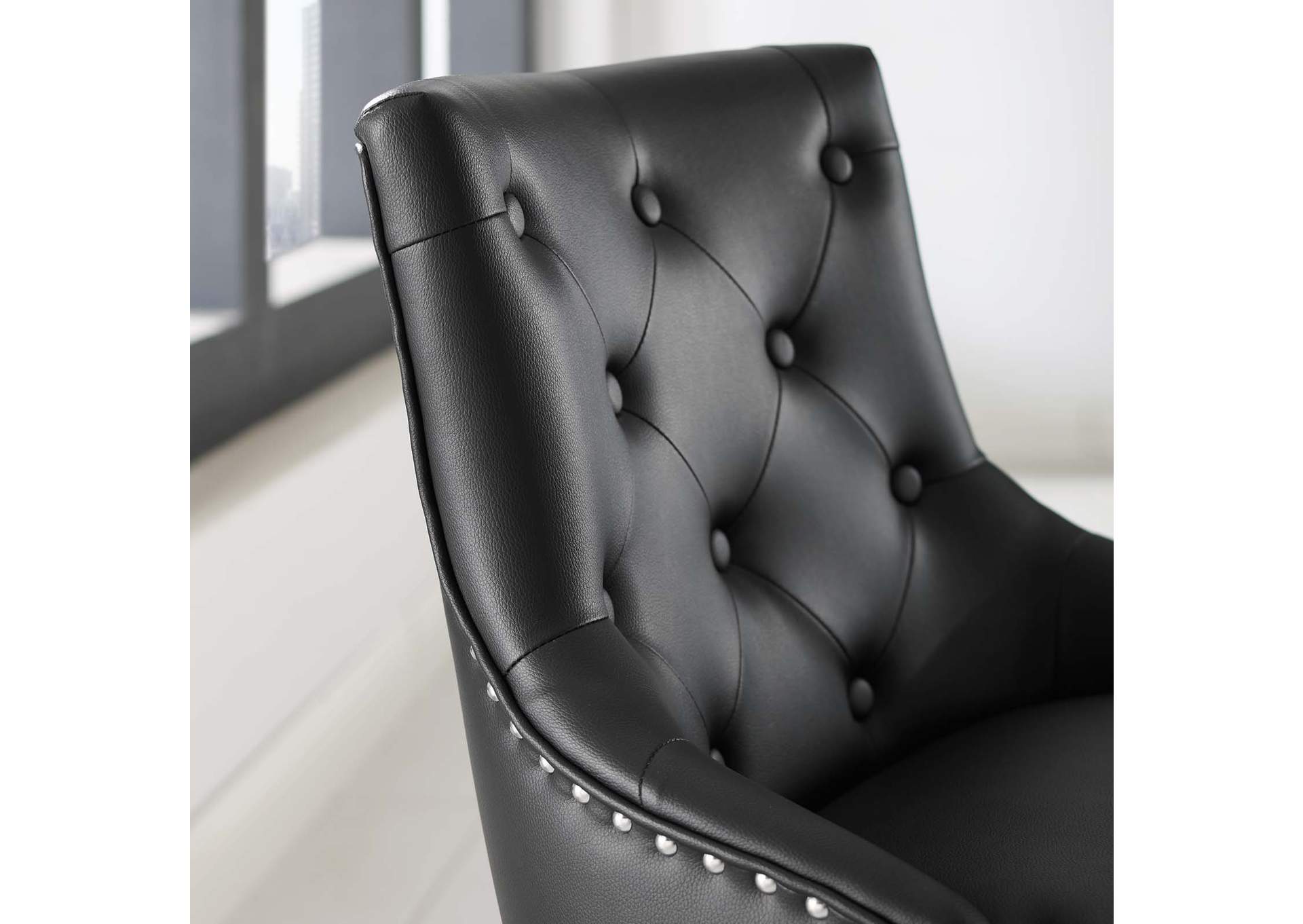 Regent Black Tufted Button Swivel Faux Leather Office Chair,Modway