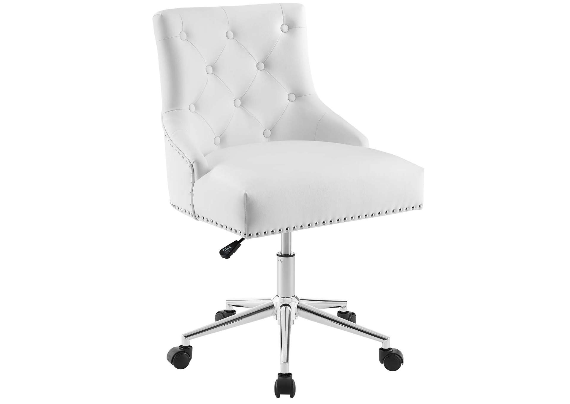 Regent White Tufted Button Swivel Faux Leather Office Chair,Modway