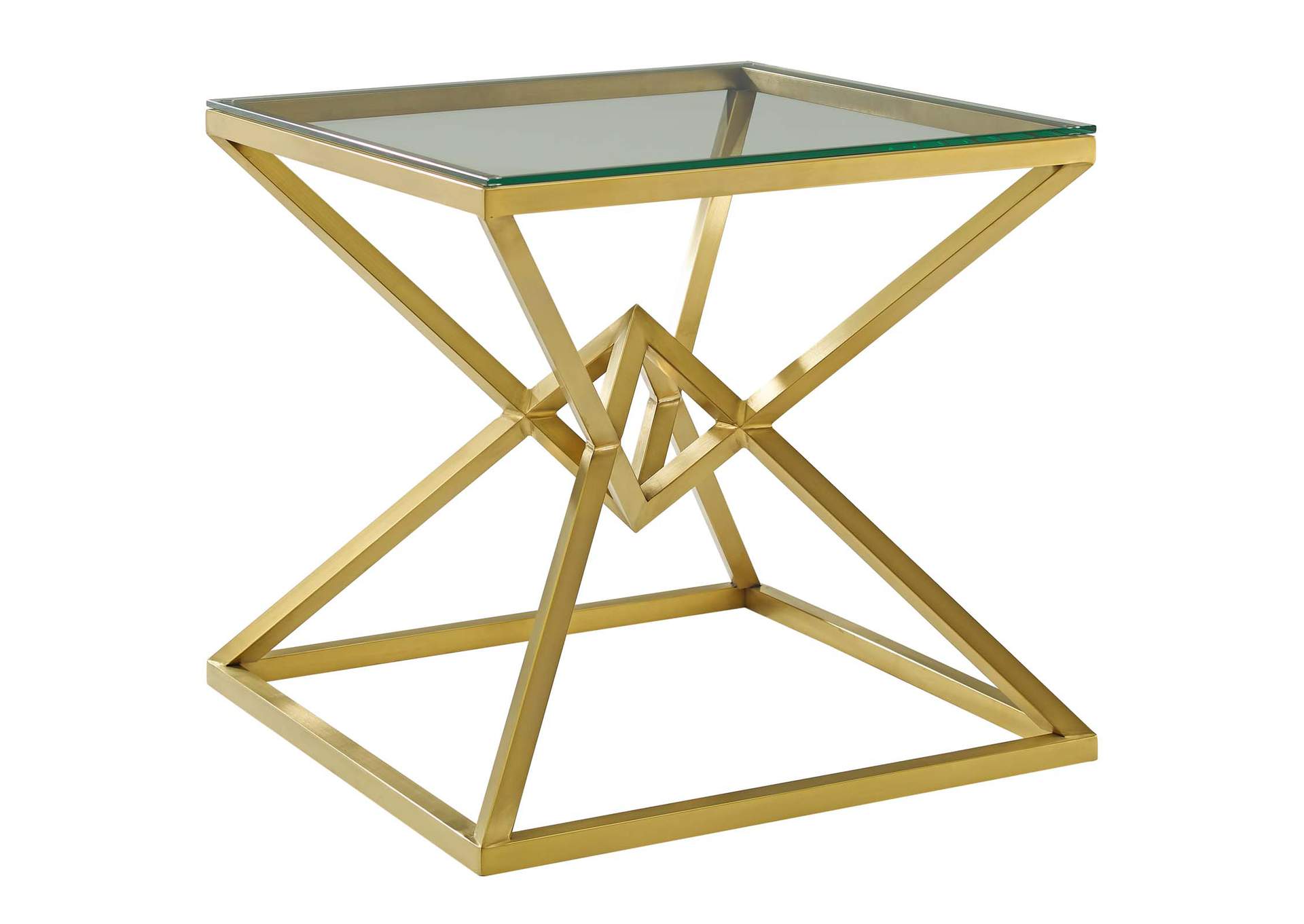 Gold Point 25.5" Brushed Gold Metal Stainless Steel Side Table,Modway