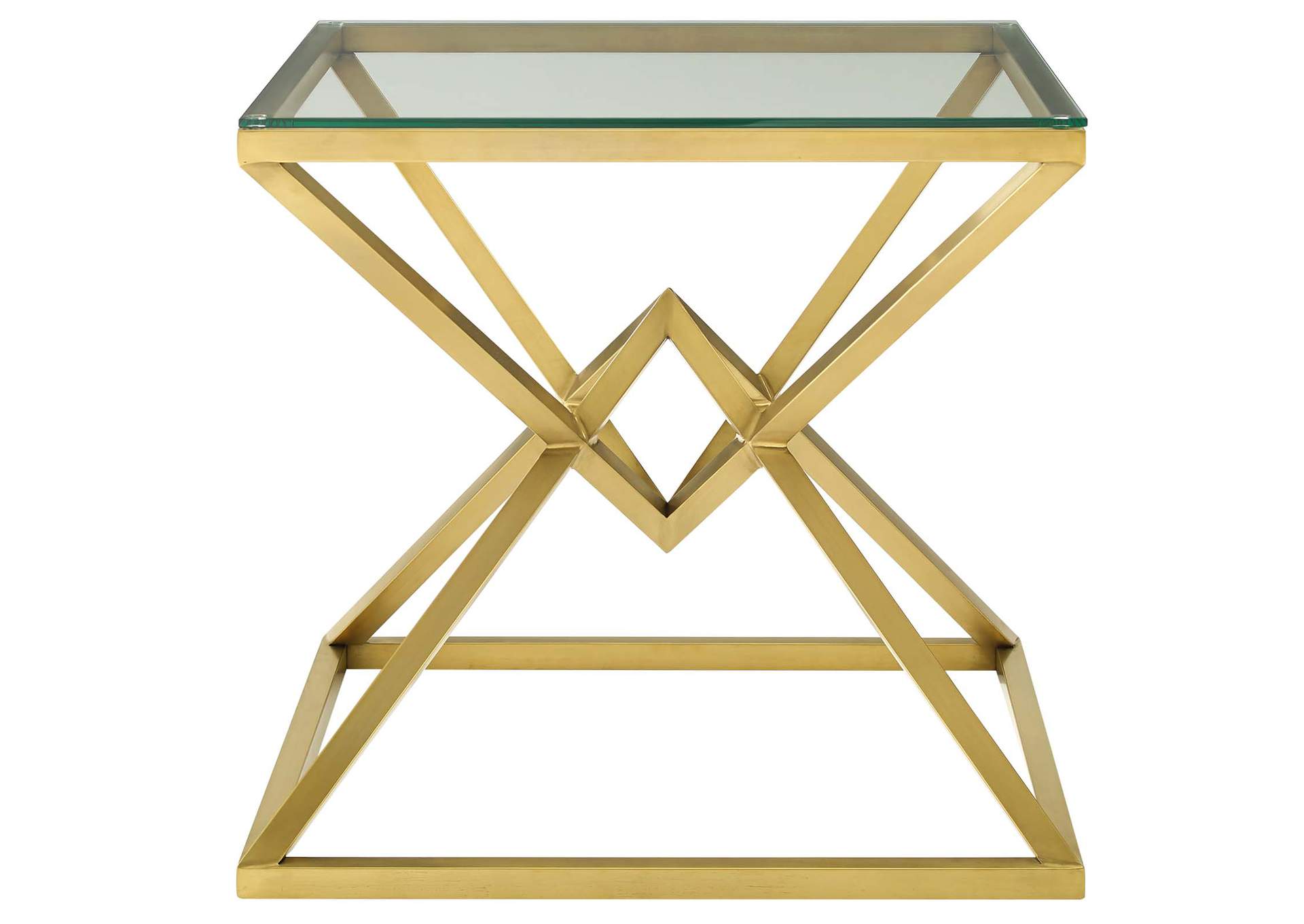 Gold Point 25.5" Brushed Gold Metal Stainless Steel Side Table,Modway