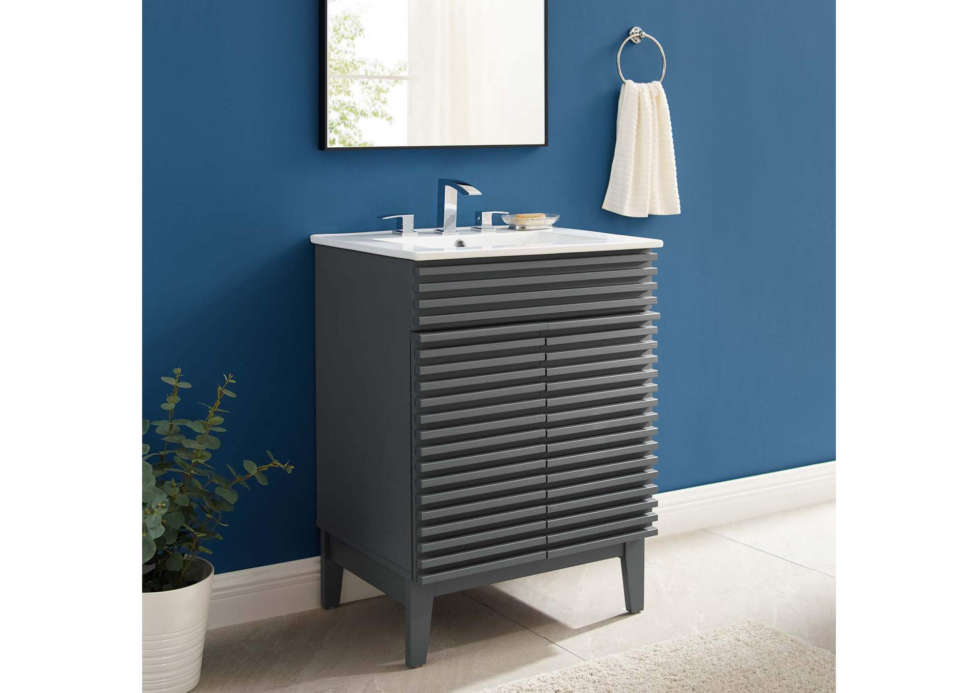 Gray White Render Bathroom Vanity,Modway