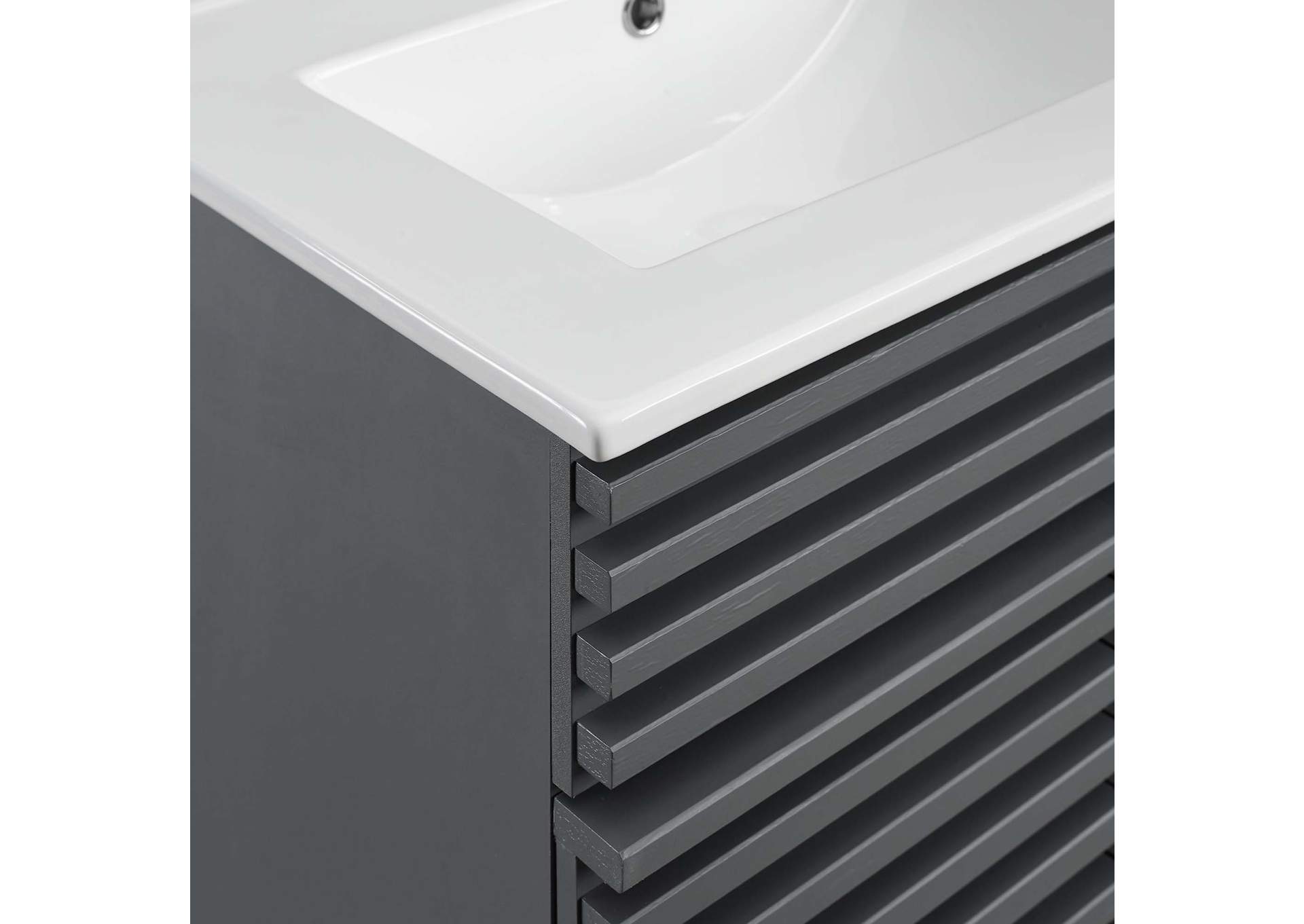 Gray White Render Bathroom Vanity,Modway