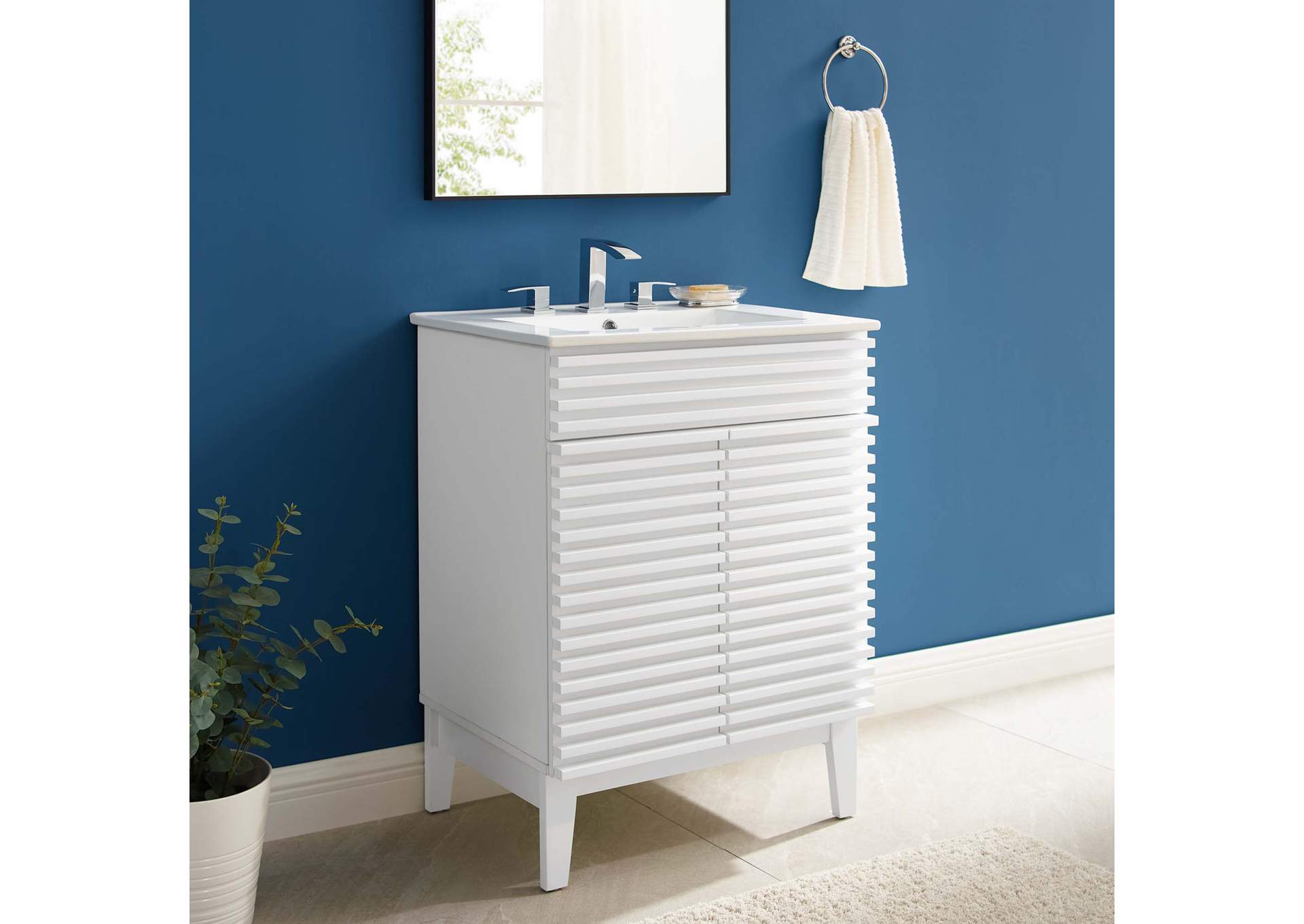 White White Render Bathroom Vanity,Modway