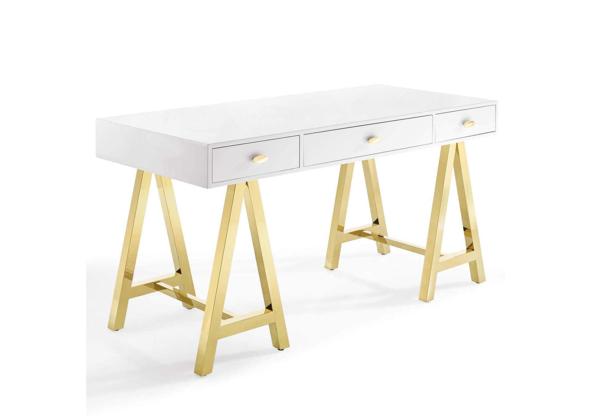 Gold White Jettison Office Desk,Modway