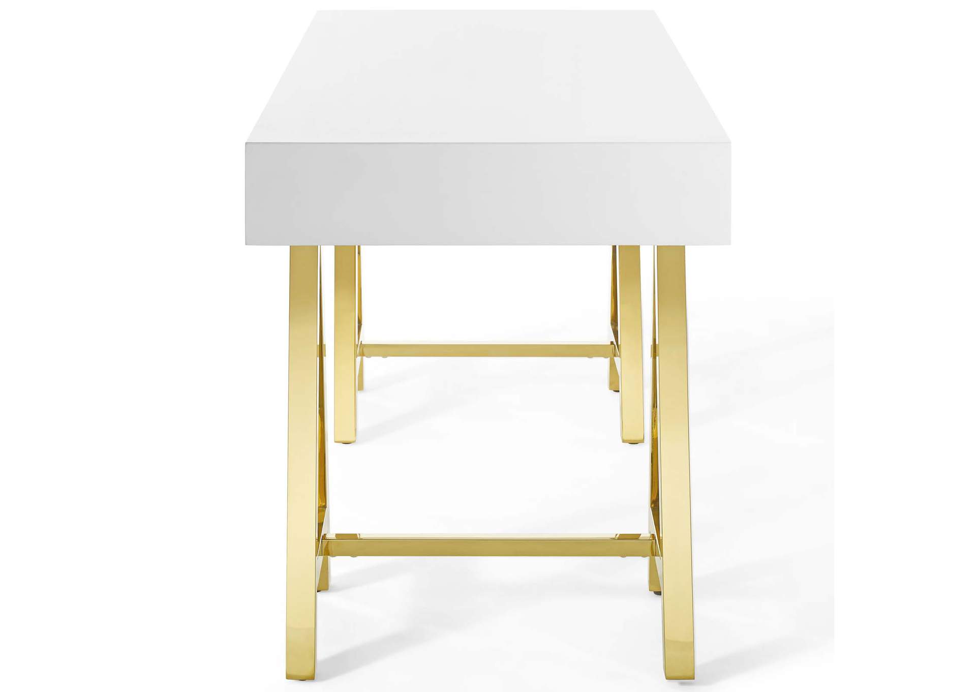 Gold White Jettison Office Desk,Modway