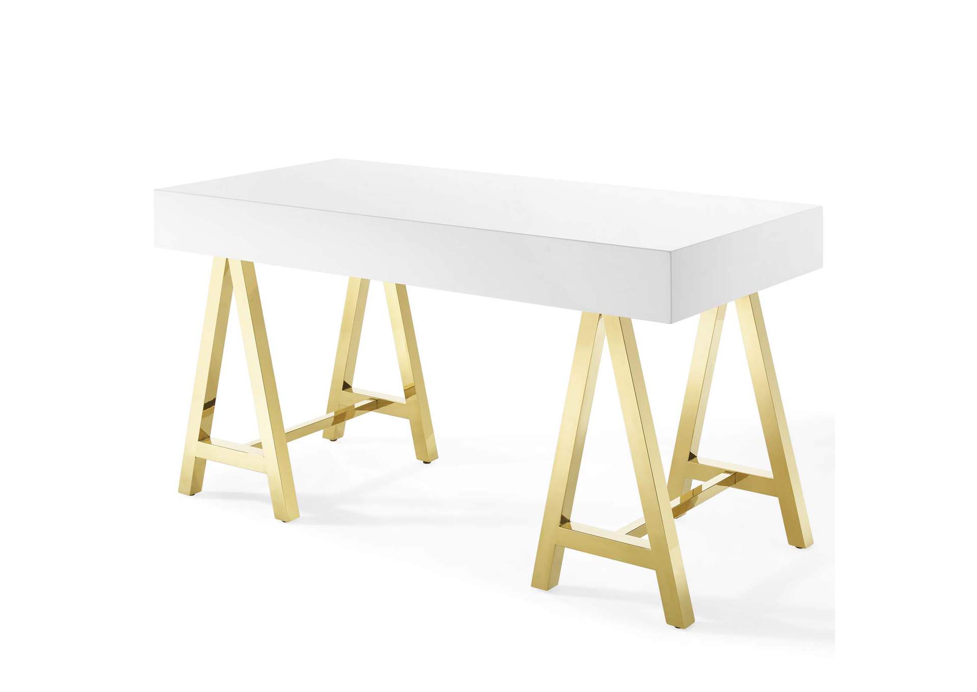 Gold White Jettison Office Desk,Modway