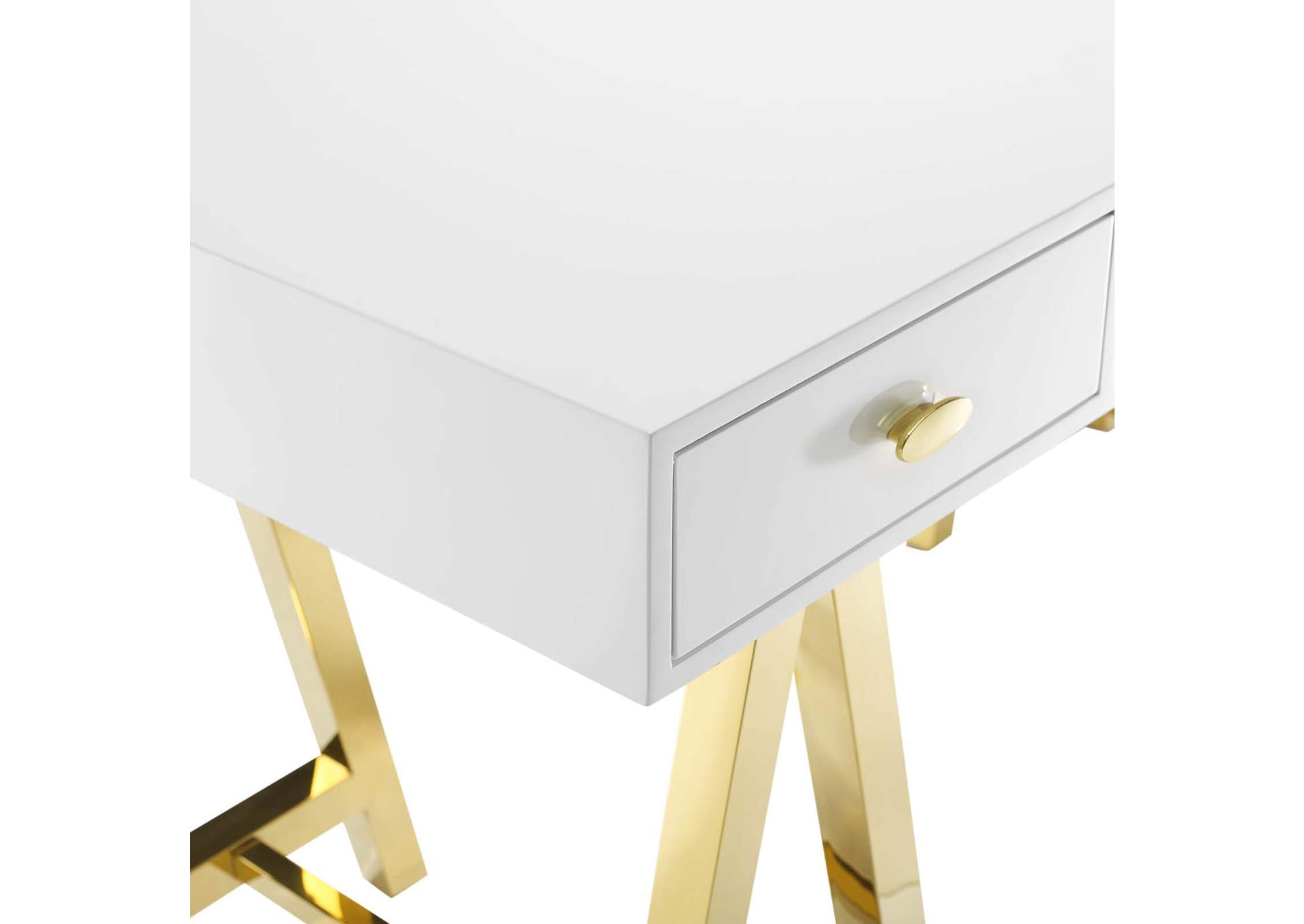 Gold White Jettison Office Desk,Modway