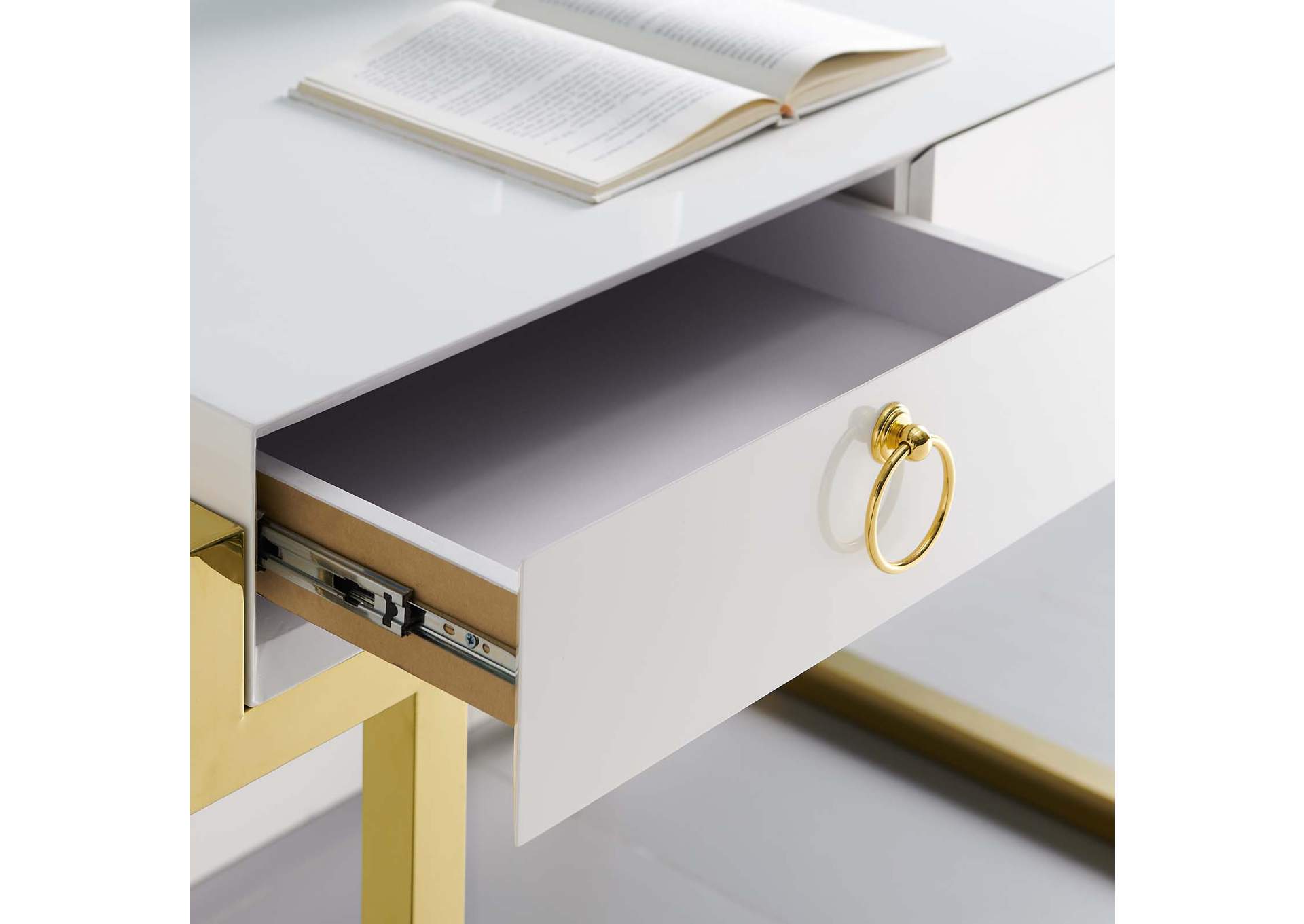 Gold White Ring Office Desk,Modway