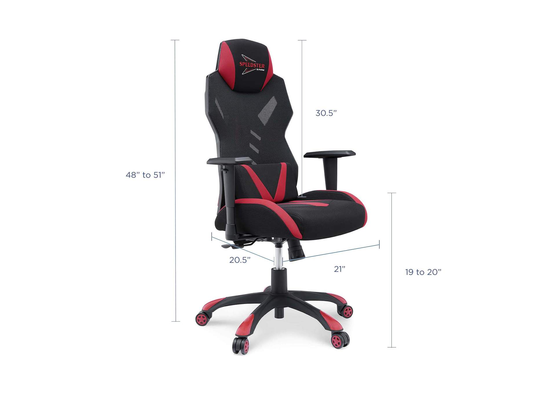 Black Red Speedster Mesh Gaming Computer Chair,Modway