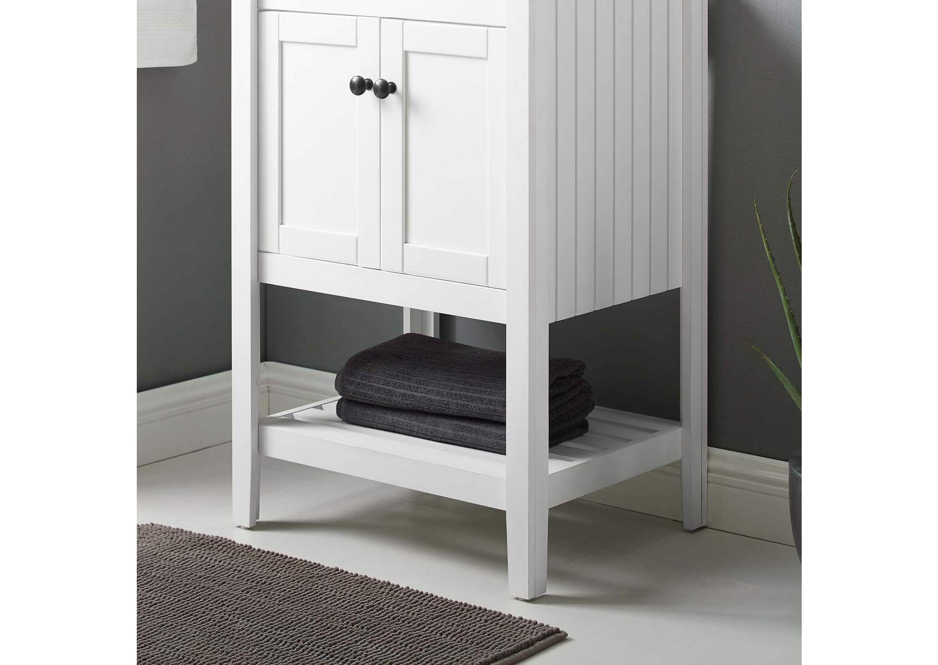 White Prestige 23" Bathroom Vanity Cabinet (Sink Basin Not Included),Modway