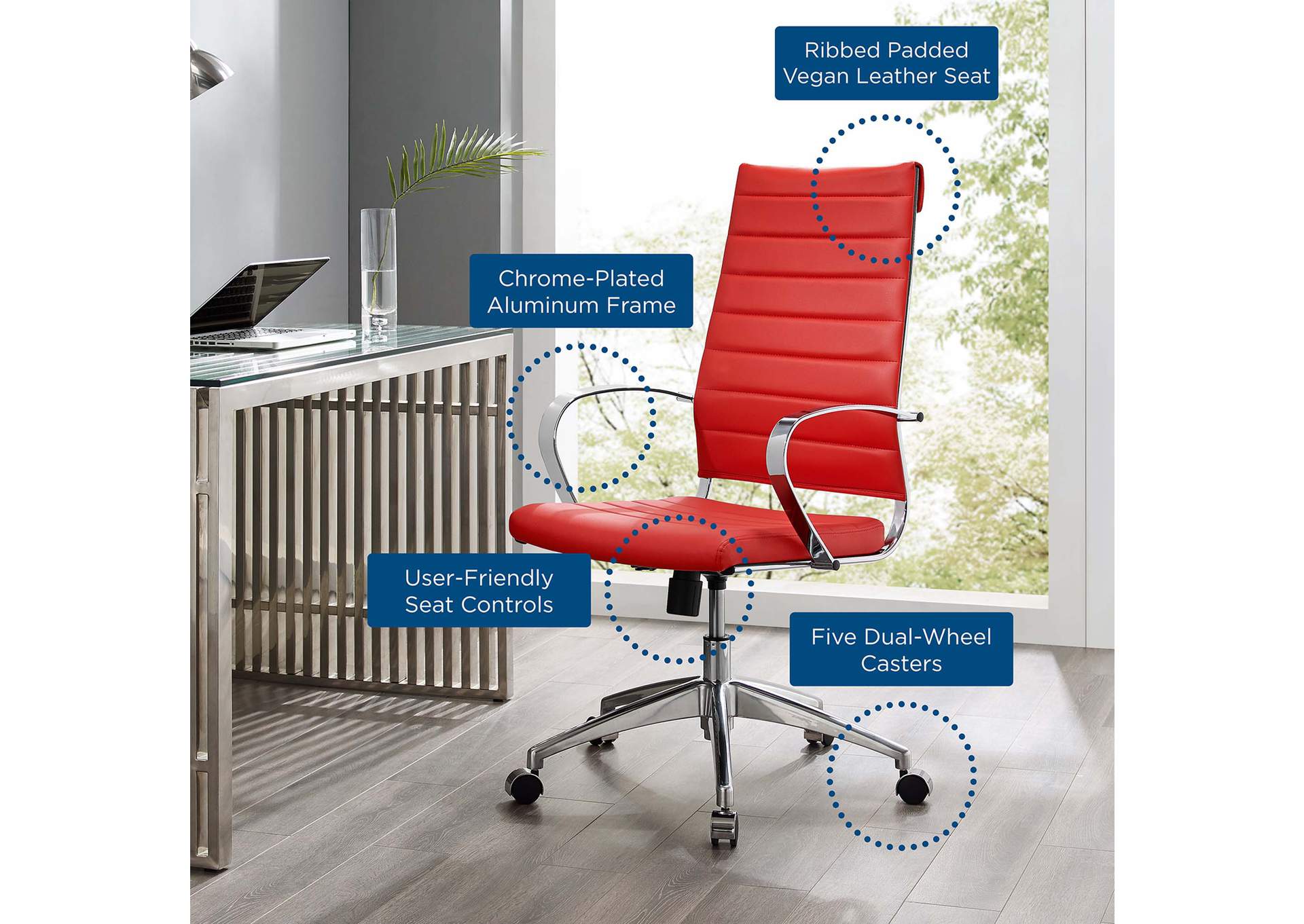 Red Jive Highback Office Chair,Modway