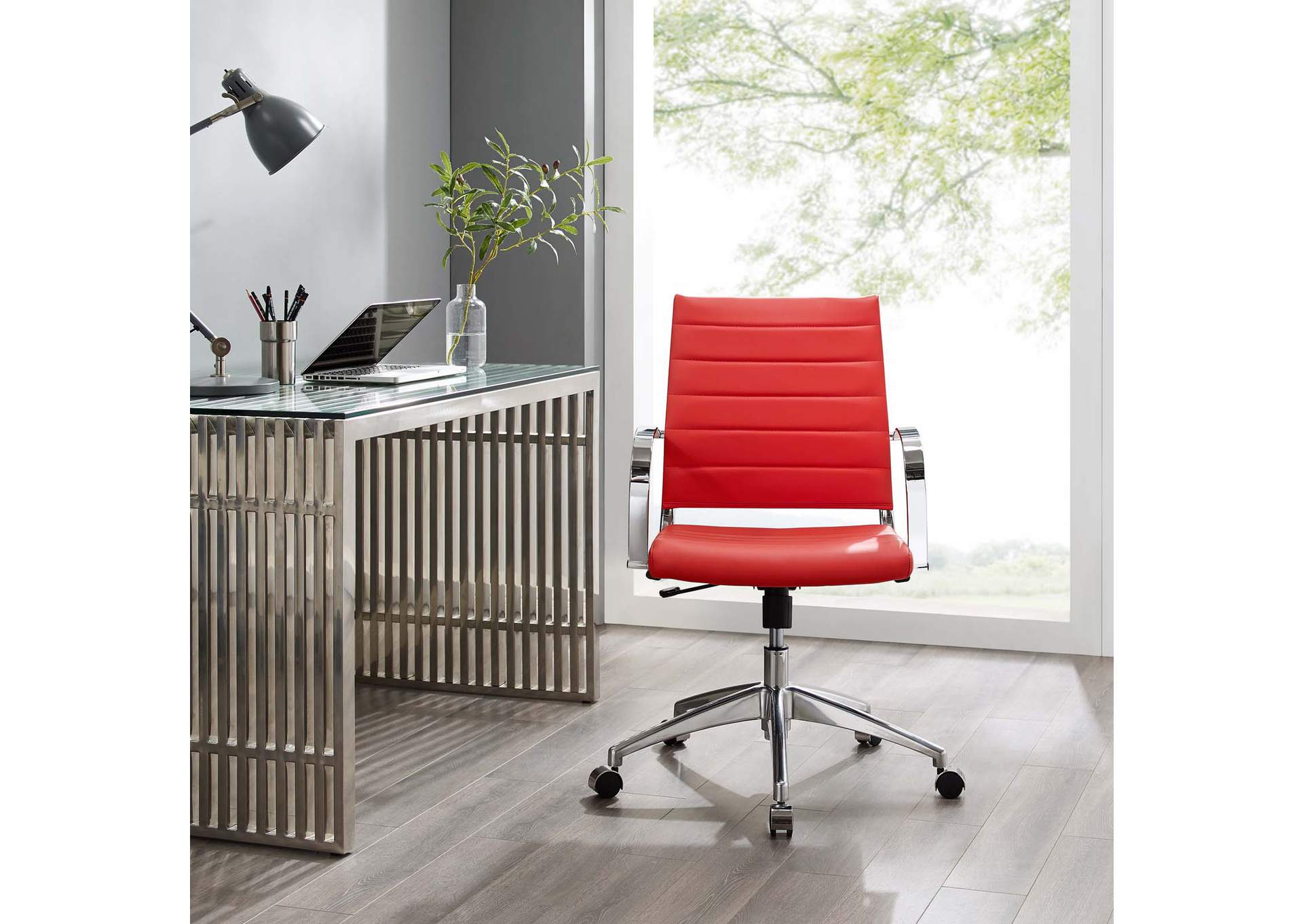 Red Jive Mid Back Office Chair,Modway