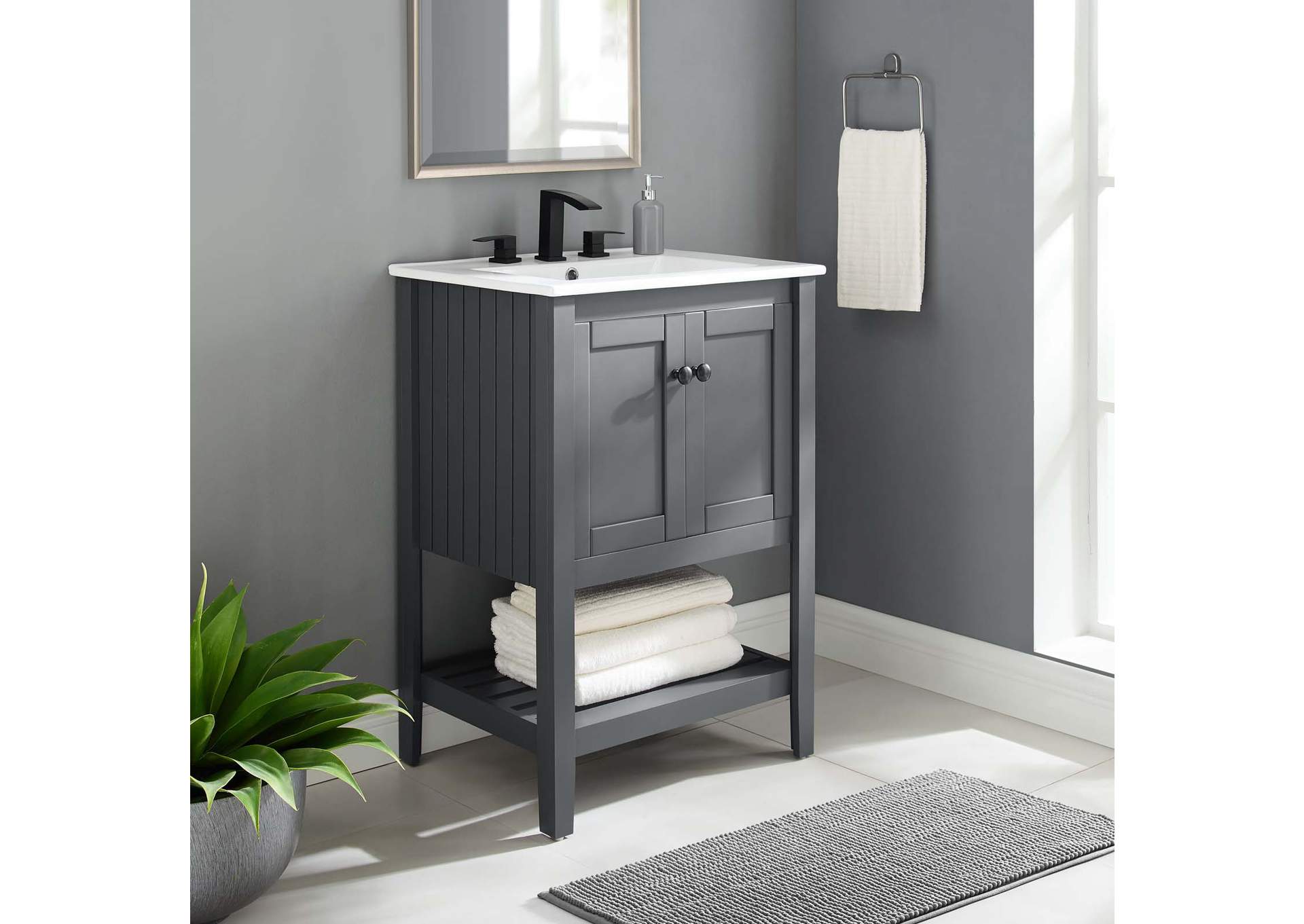 Gray White Prestige 24" Bathroom Vanity,Modway