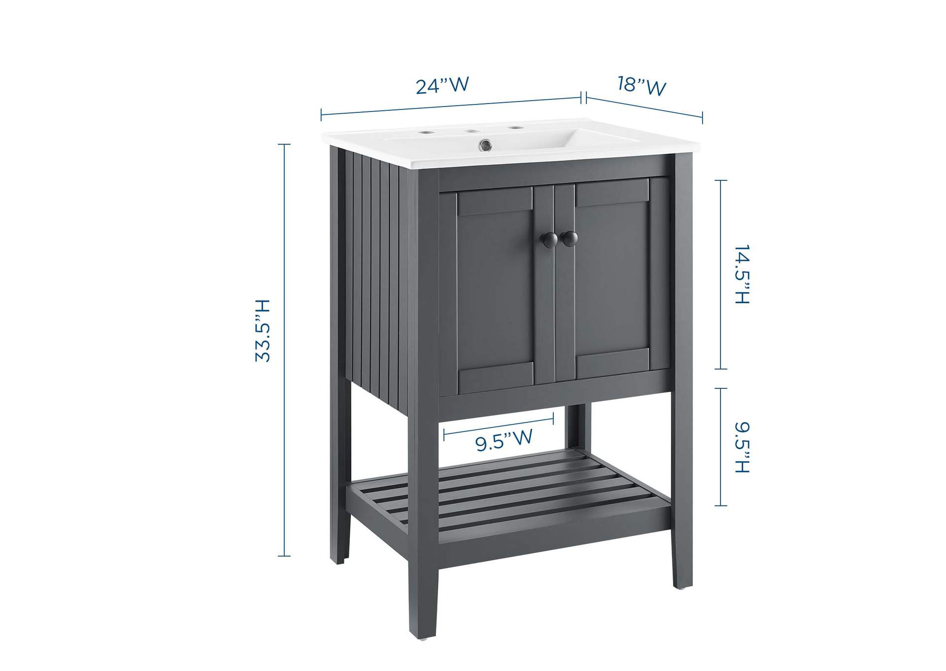 Gray White Prestige 24" Bathroom Vanity,Modway