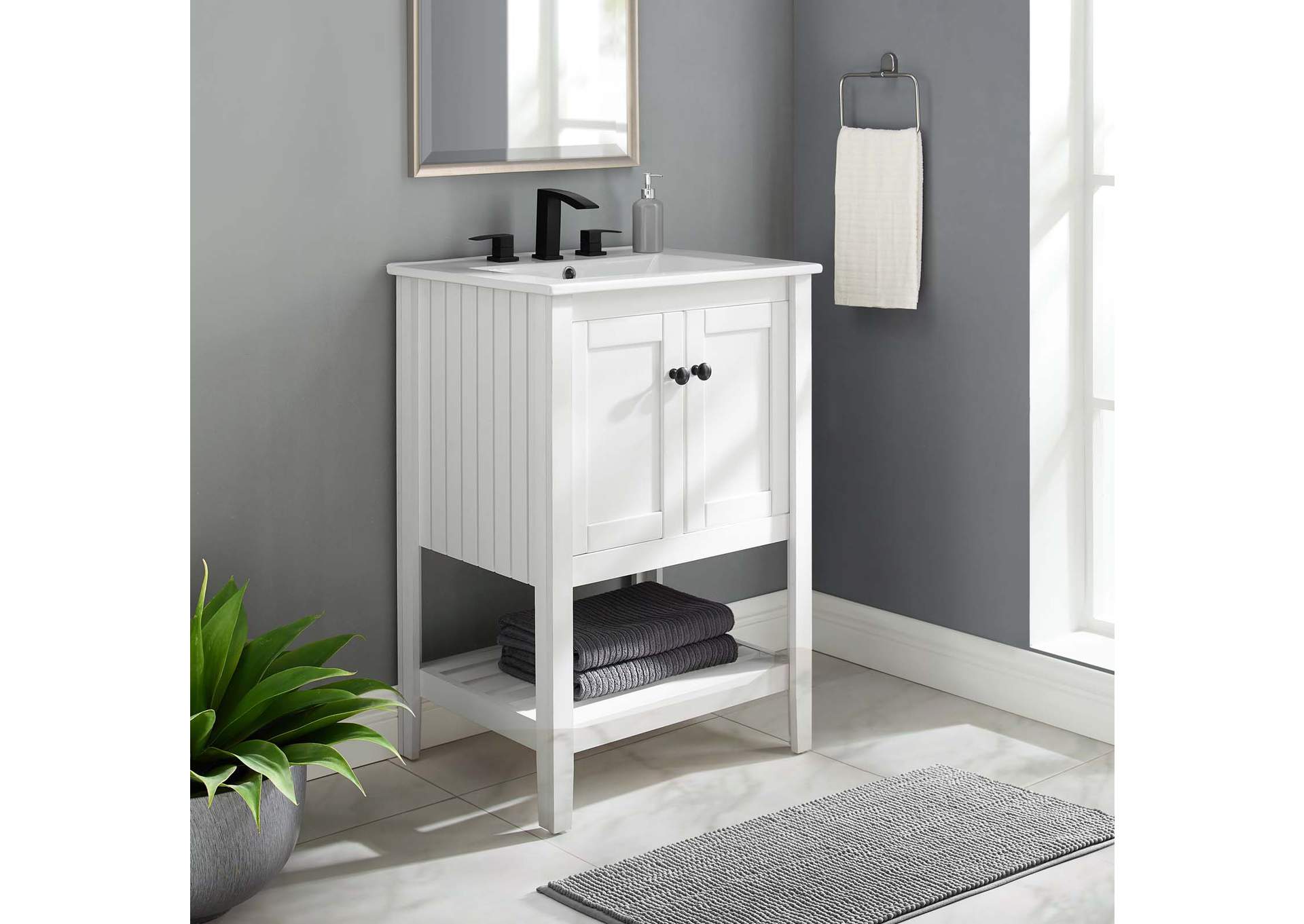 White White Prestige 24" Bathroom Vanity,Modway