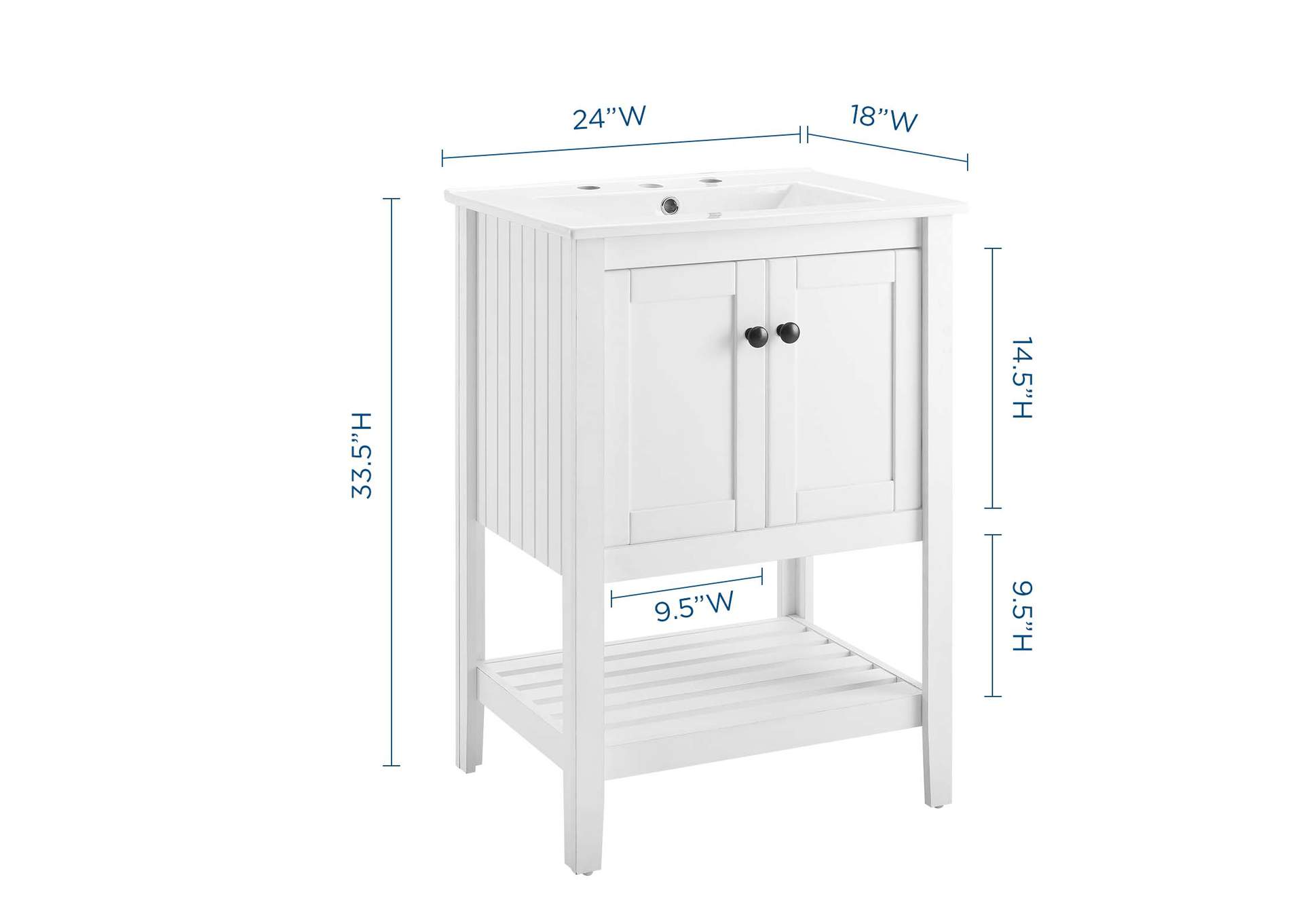 White White Prestige 24" Bathroom Vanity,Modway