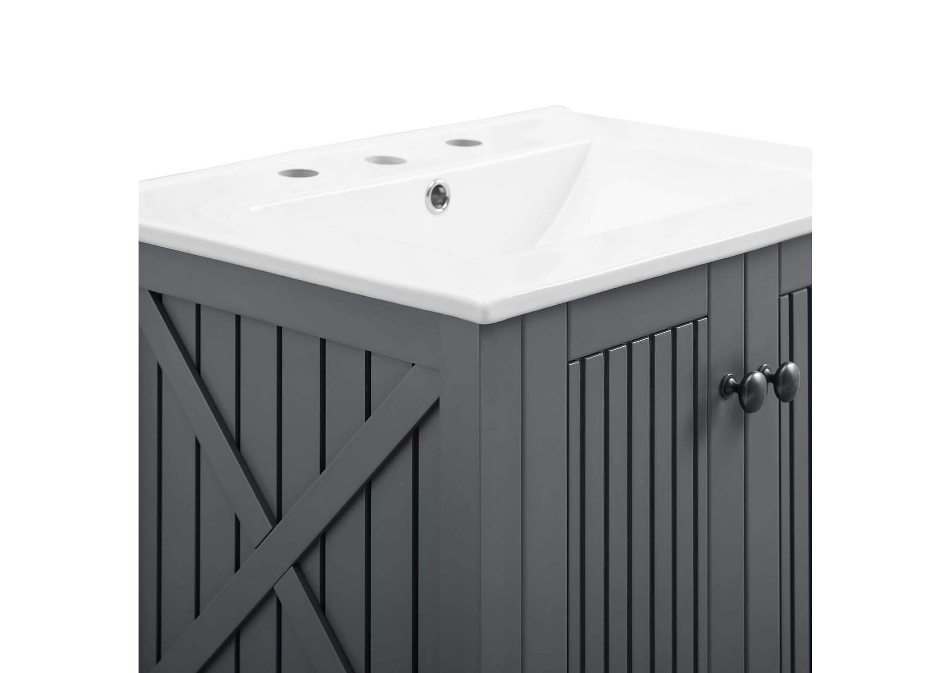 Gray White Steam 24" Bathroom Vanity,Modway