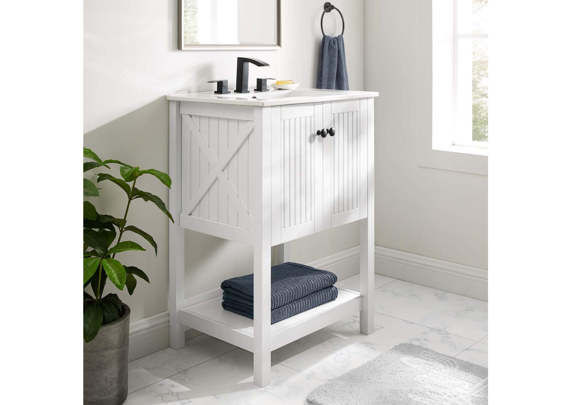 White White Steam 24" Bathroom Vanity,Modway