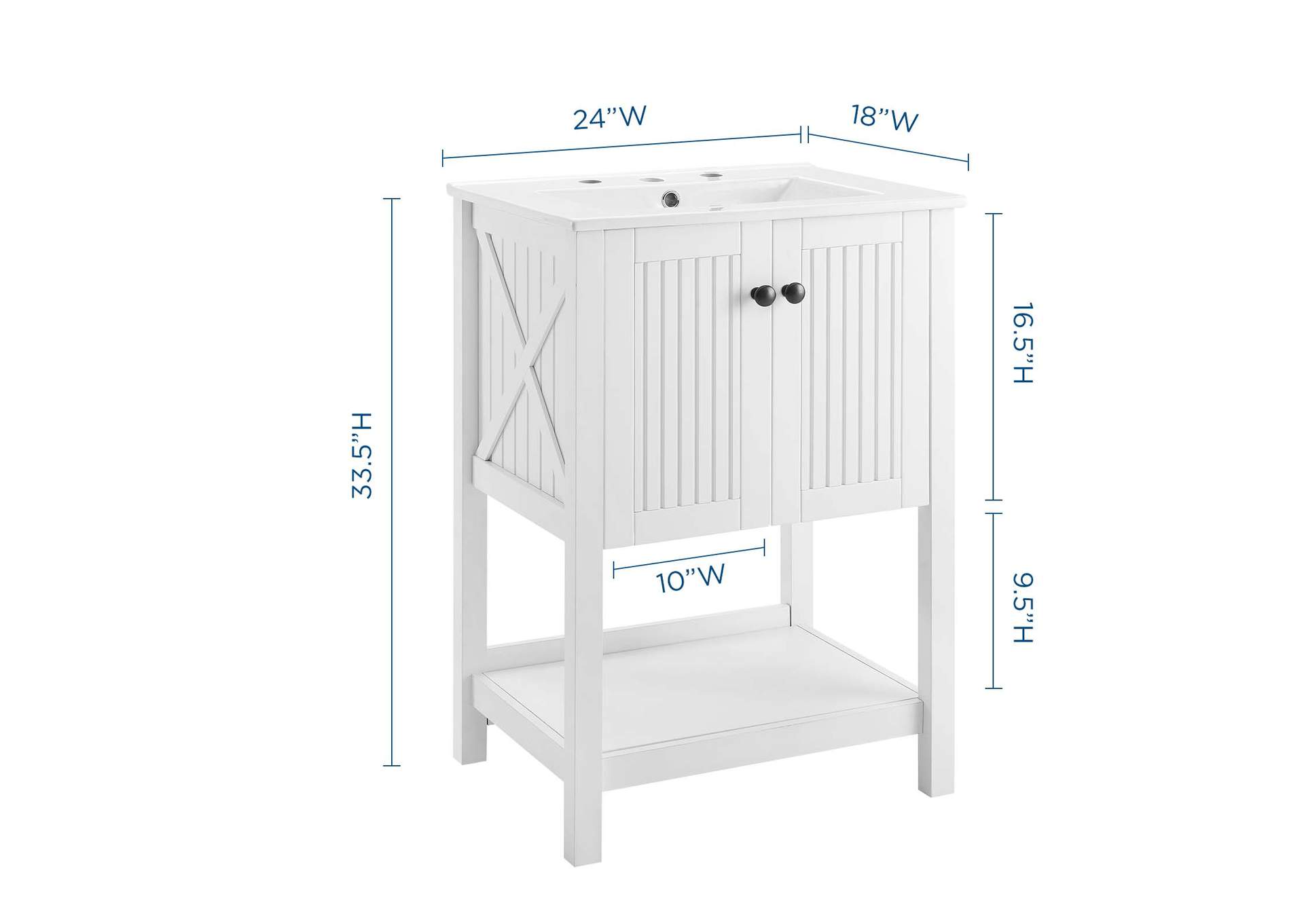 White White Steam 24" Bathroom Vanity,Modway