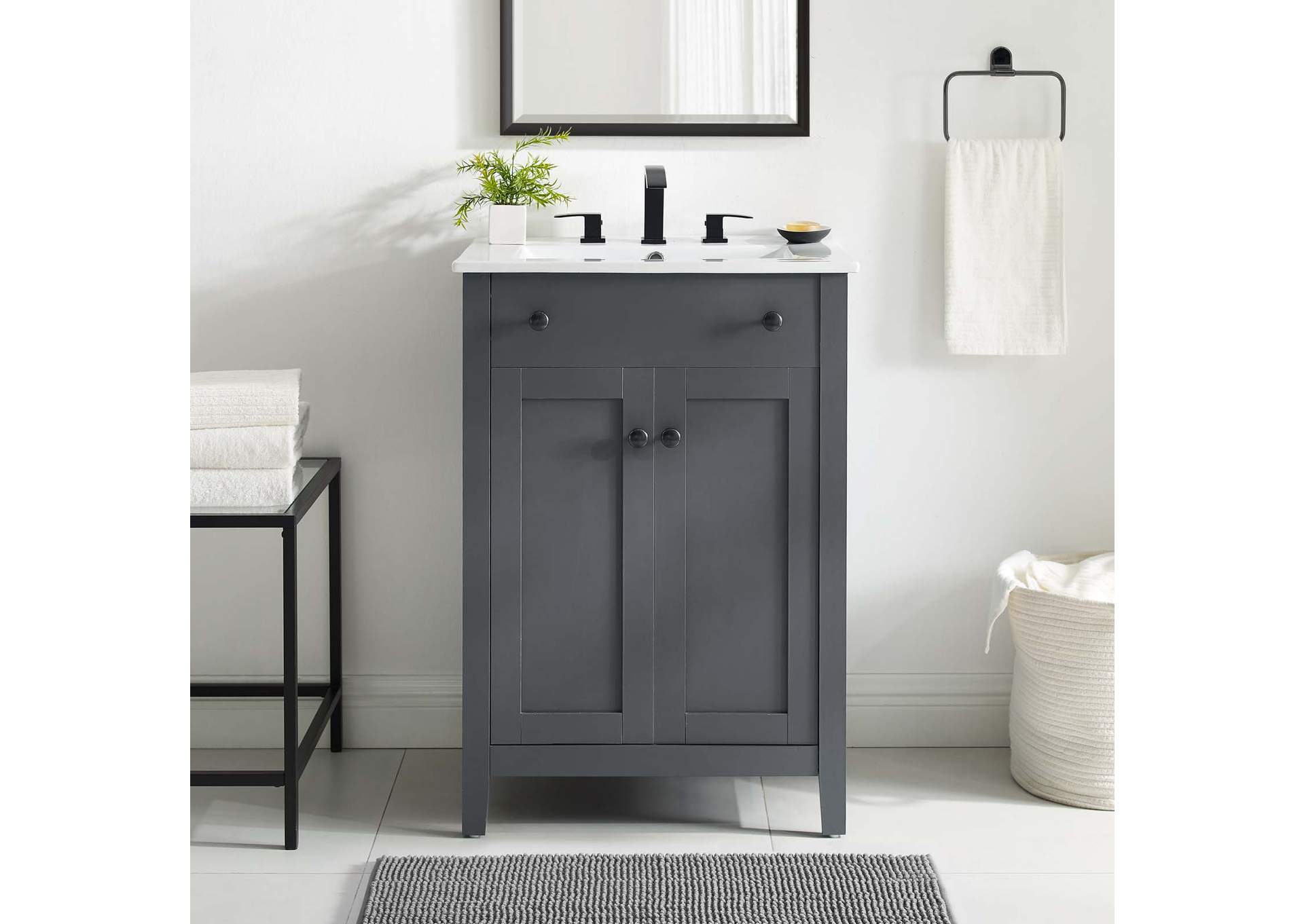 Gray White Nantucket 24" Bathroom Vanity,Modway