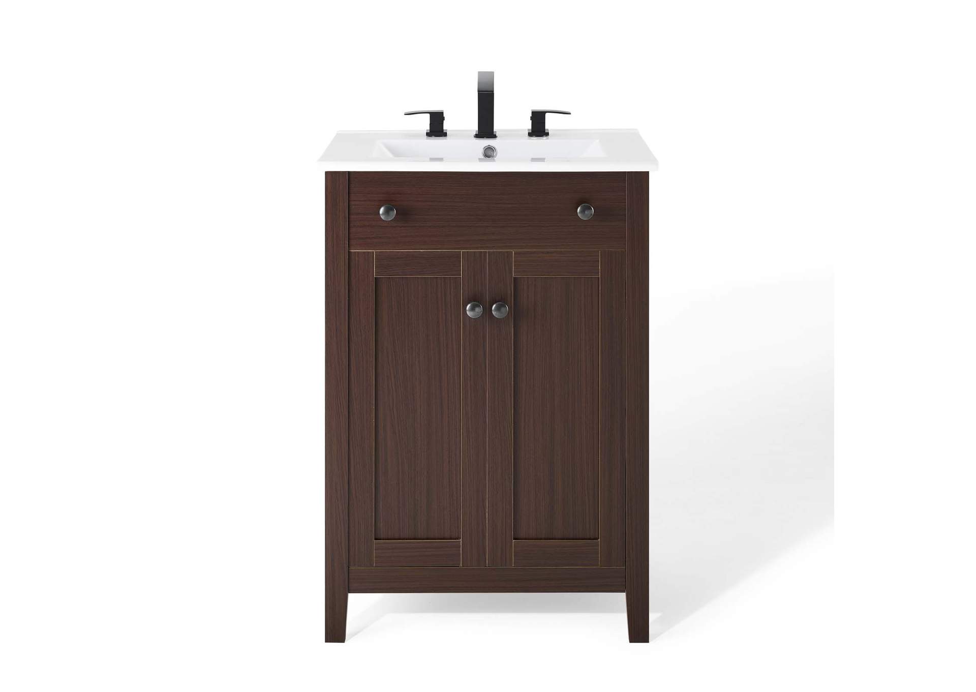 Walnut White Nantucket 24" Bathroom Vanity,Modway