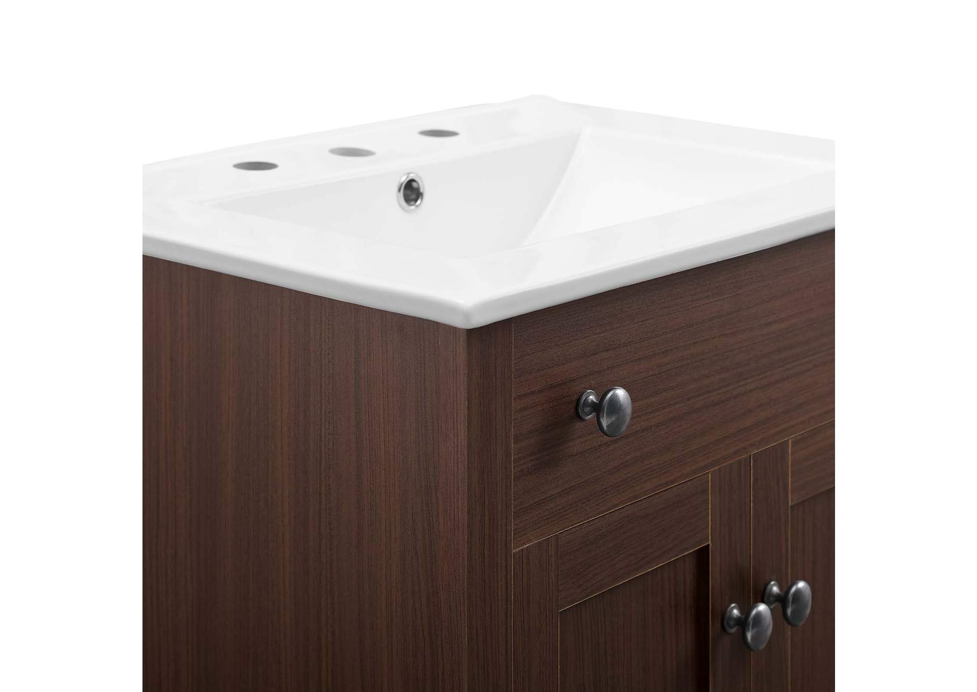 Walnut White Nantucket 24" Bathroom Vanity,Modway